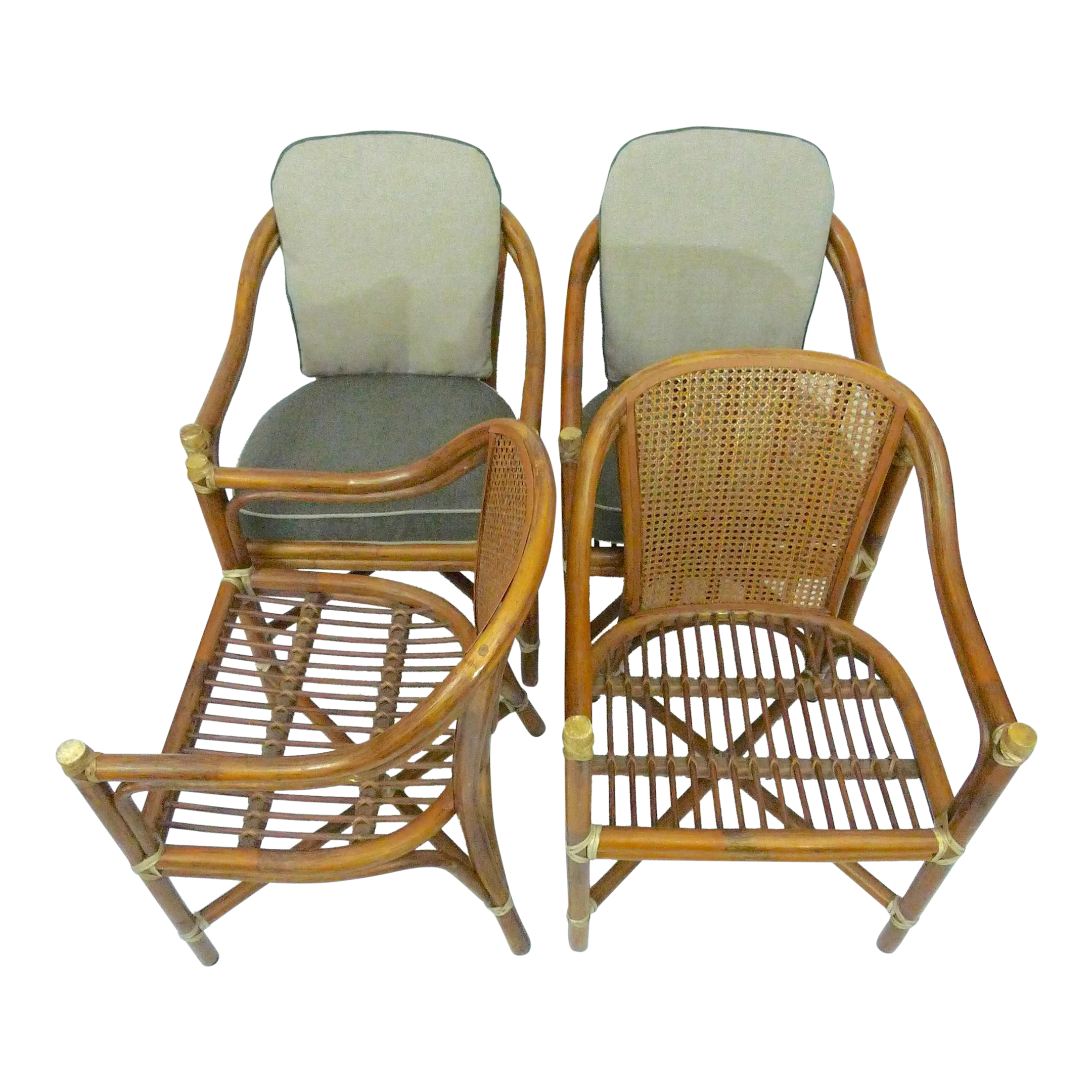 McGuire Hollywood Regency Organic Modern Bamboo Rattan Club Chair