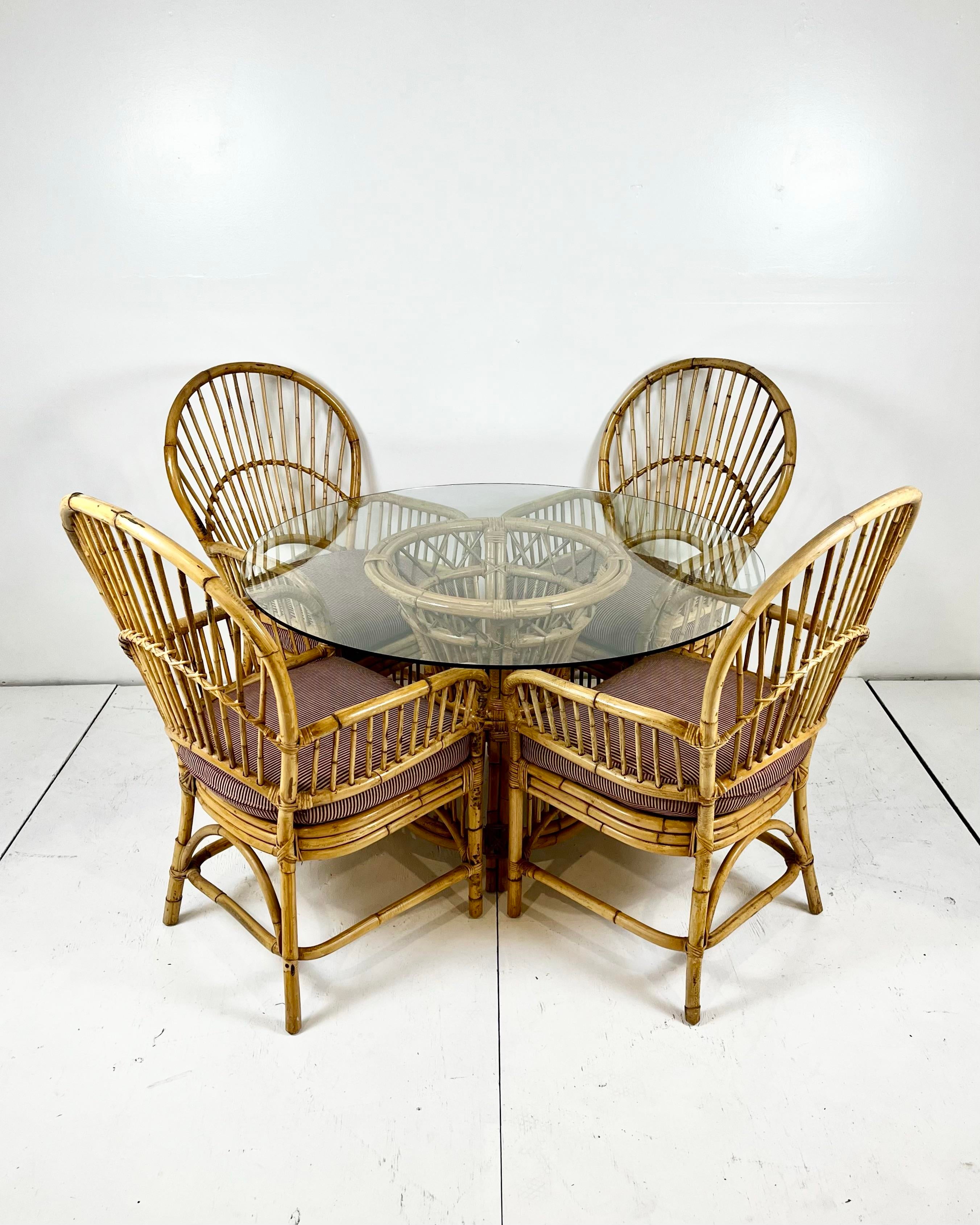 Vintage Bamboo Rattan Dining Set- Table and 4 Chairs, image size:2703x3379