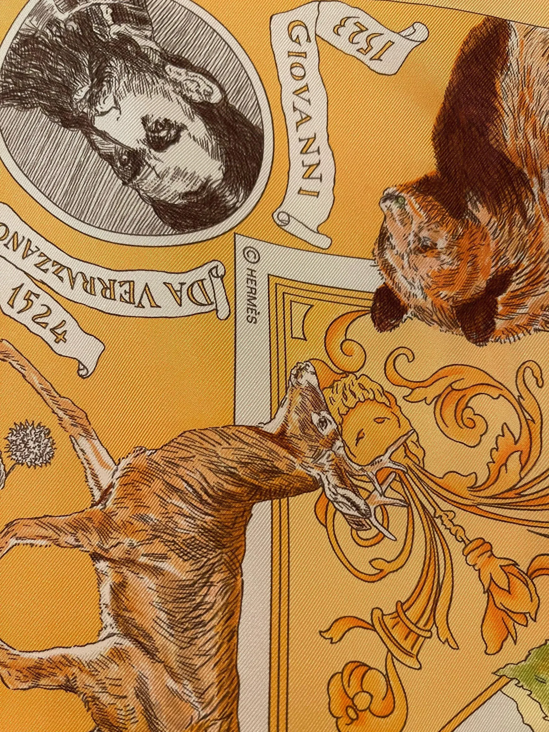 Hermès Samuel De Champlain Silk Scarf by Kermit Oliver 2006 | Chairish
