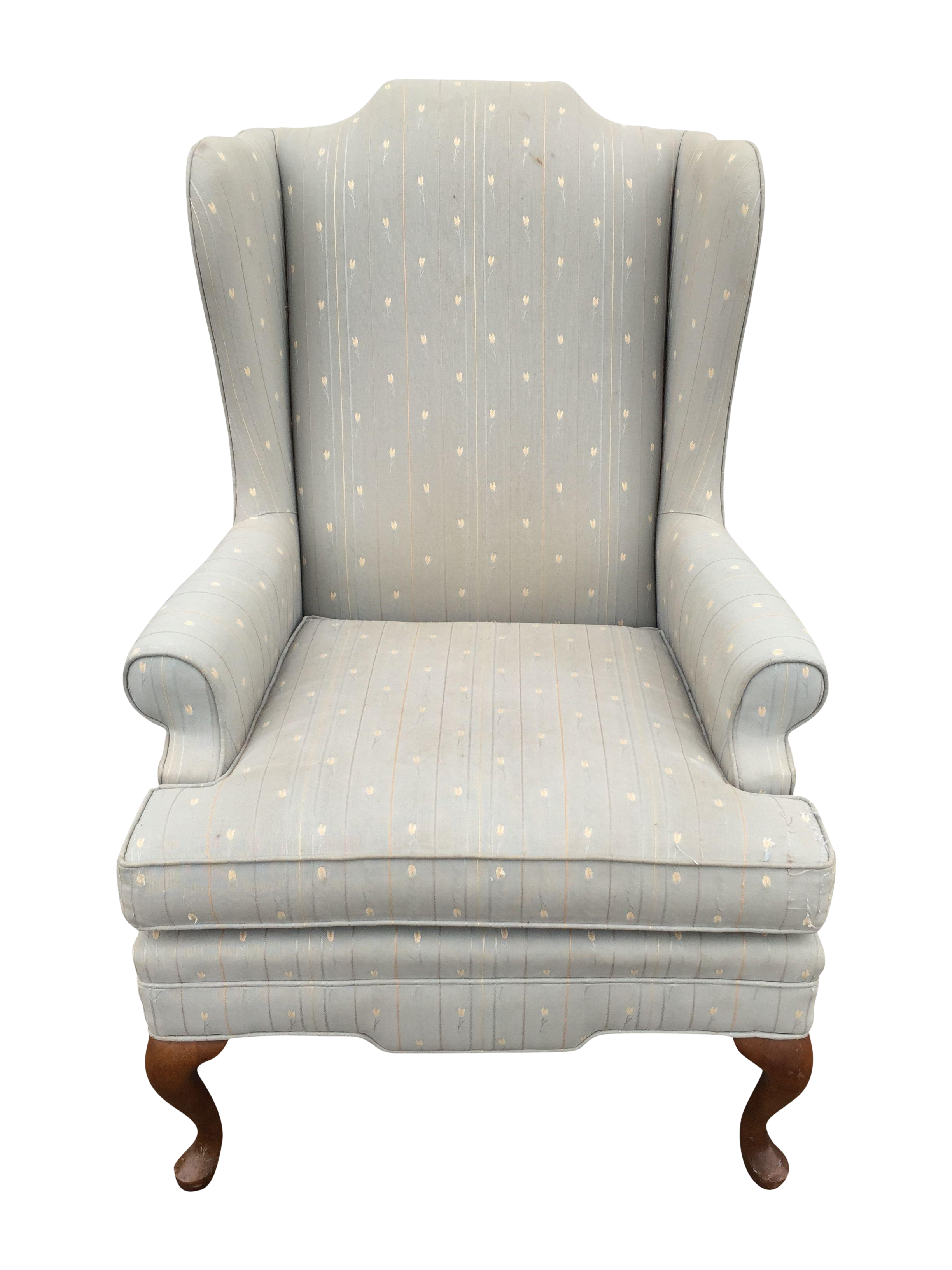 Vintage Upholstered Grey Wingback Armchair Chairish