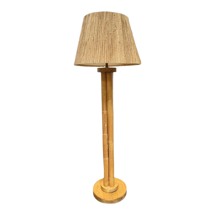 Restored Vintage MidCentury Rattan Floor Lamp W/ Stepped Base Chairish