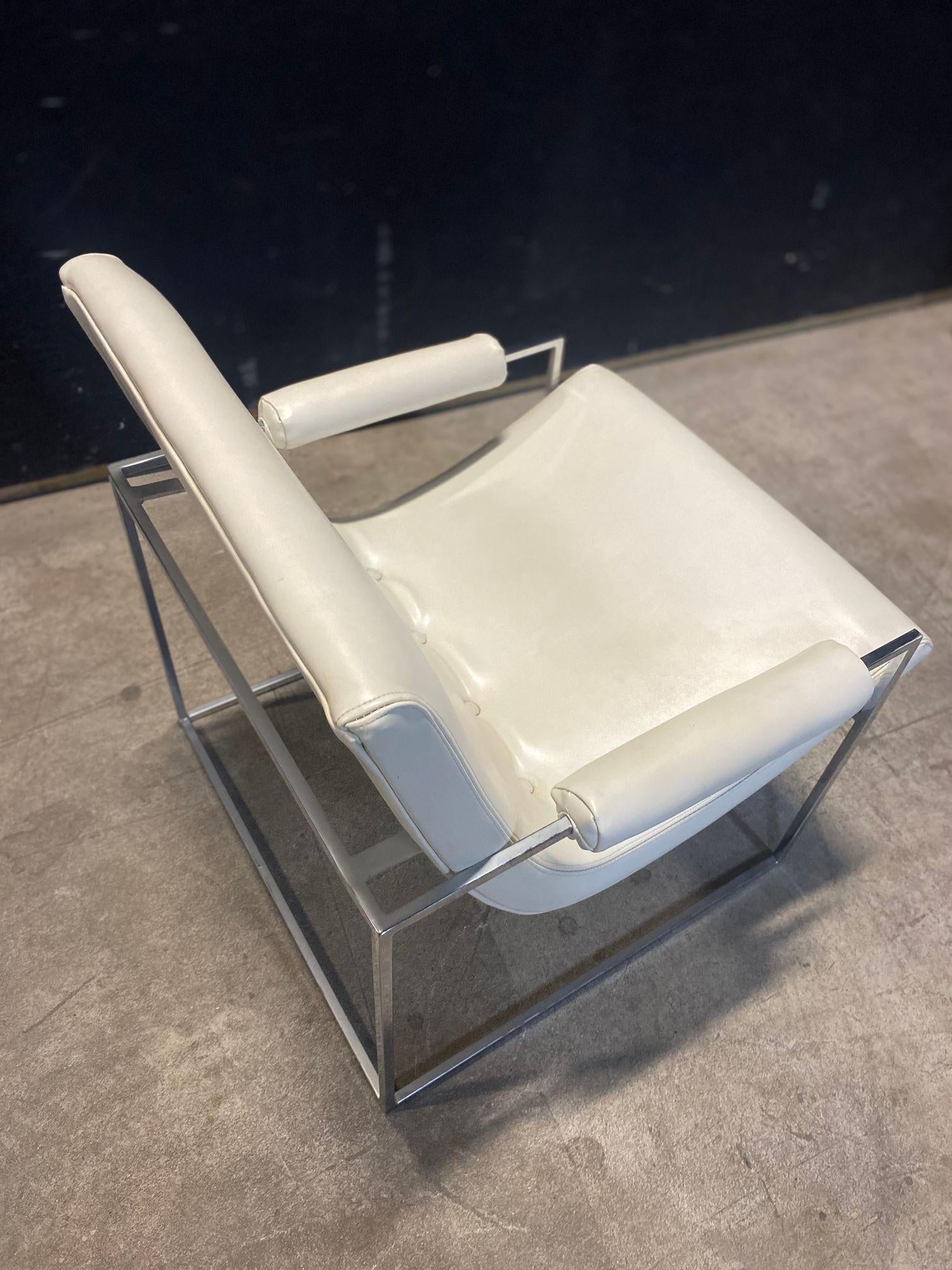 1970s Scoop Chair Attributed to Milo Baughma With the Thinline Chrome Frame