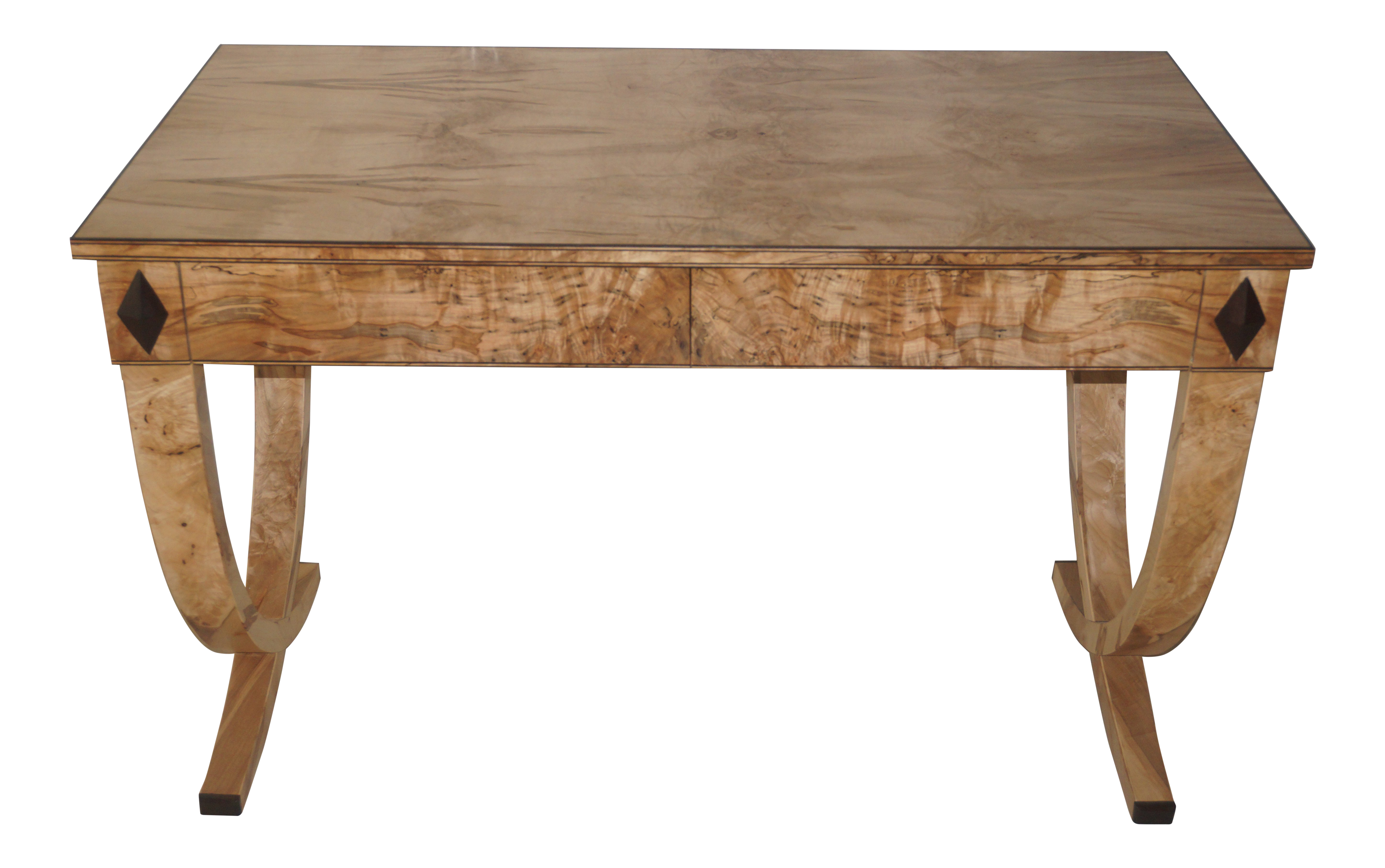 Art Deco 2 Drawer Ambrosia Maple Burl Curl Writing Desk Chairish