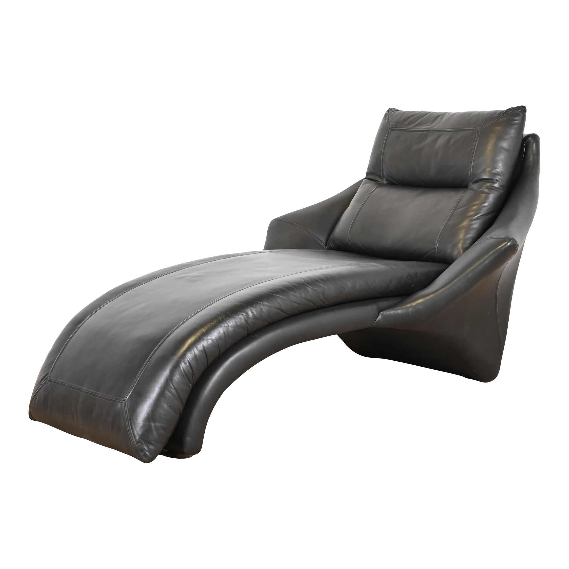 Roger Rougier Modern Black Leather Chaise Lounge Chairish