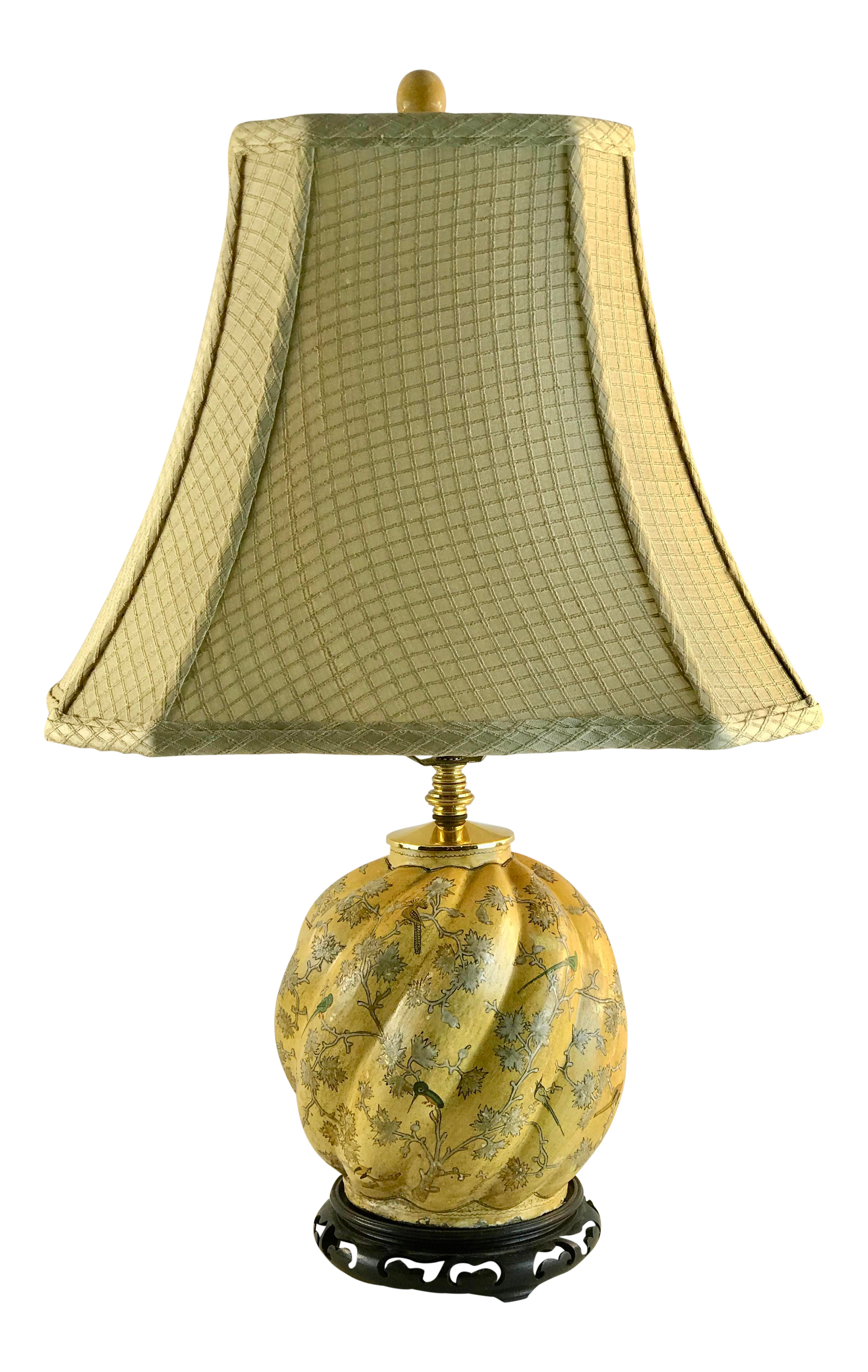 1950s Vintage Chinoiserie Polychrome Yellow Paper Mache Melon