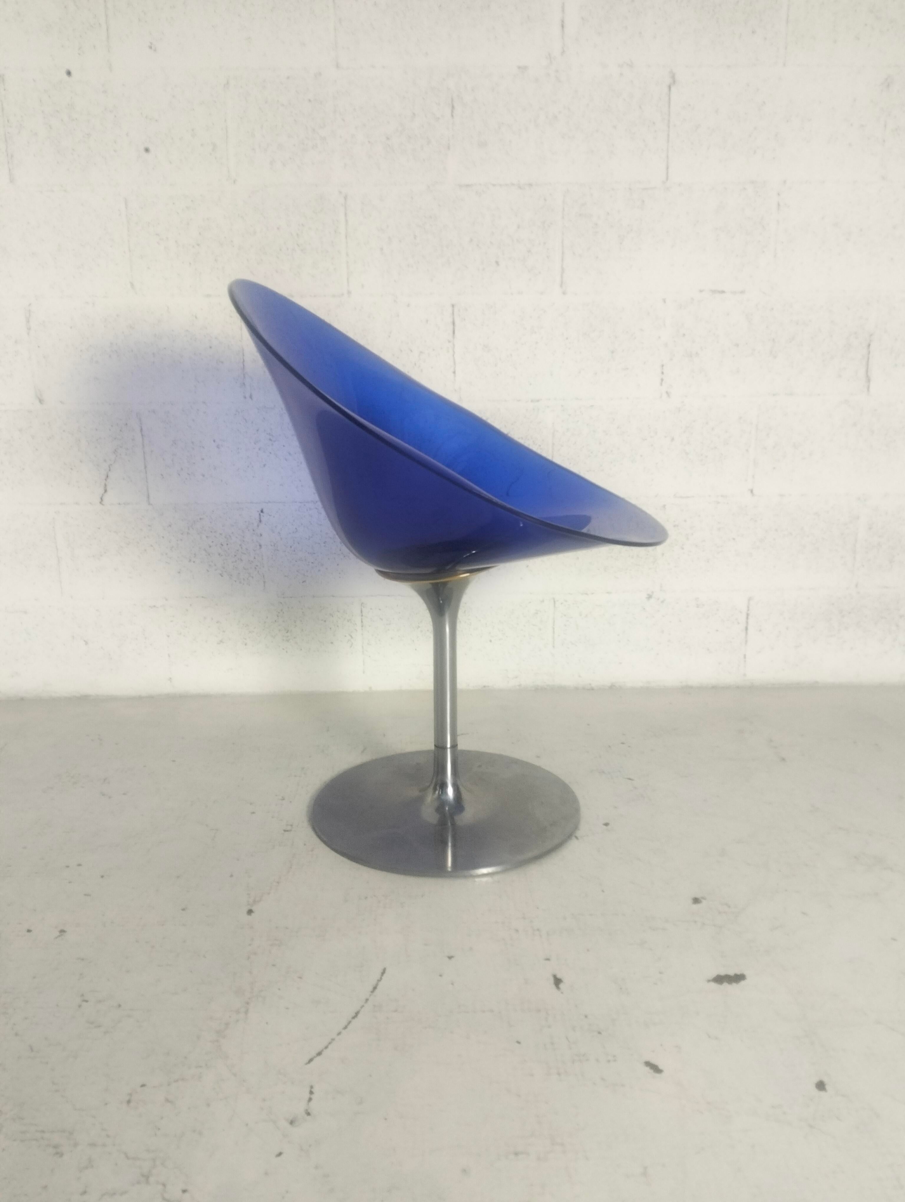 Kartell Eros チェア 青色 Eros Swivel Blue Chair by Philippe Starck for Kartell, 1990s