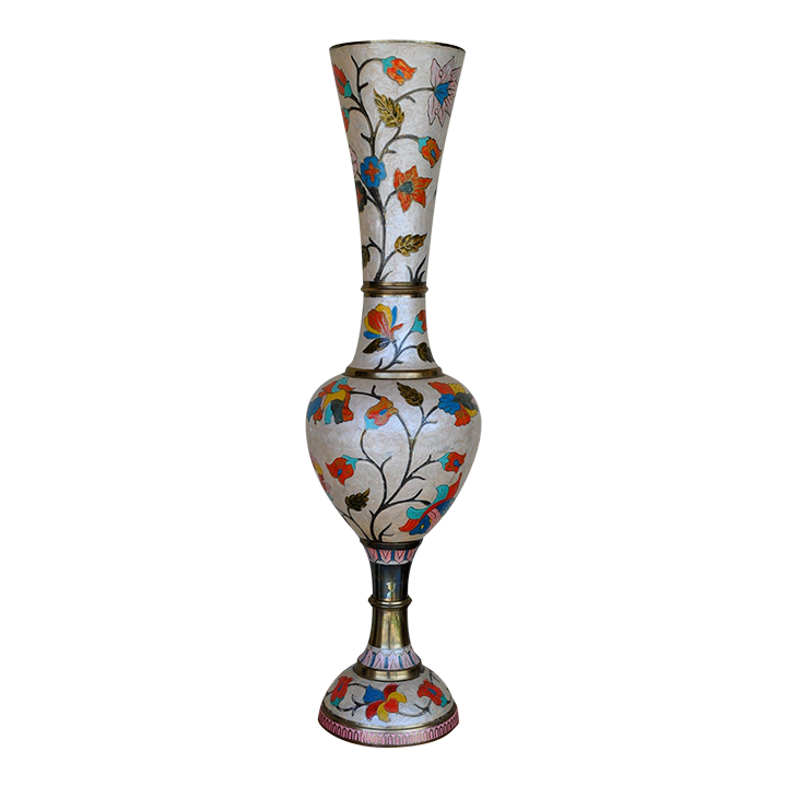 Enamelled Indian Brass Vase Memorabilia Collectibles Art & Collectibles