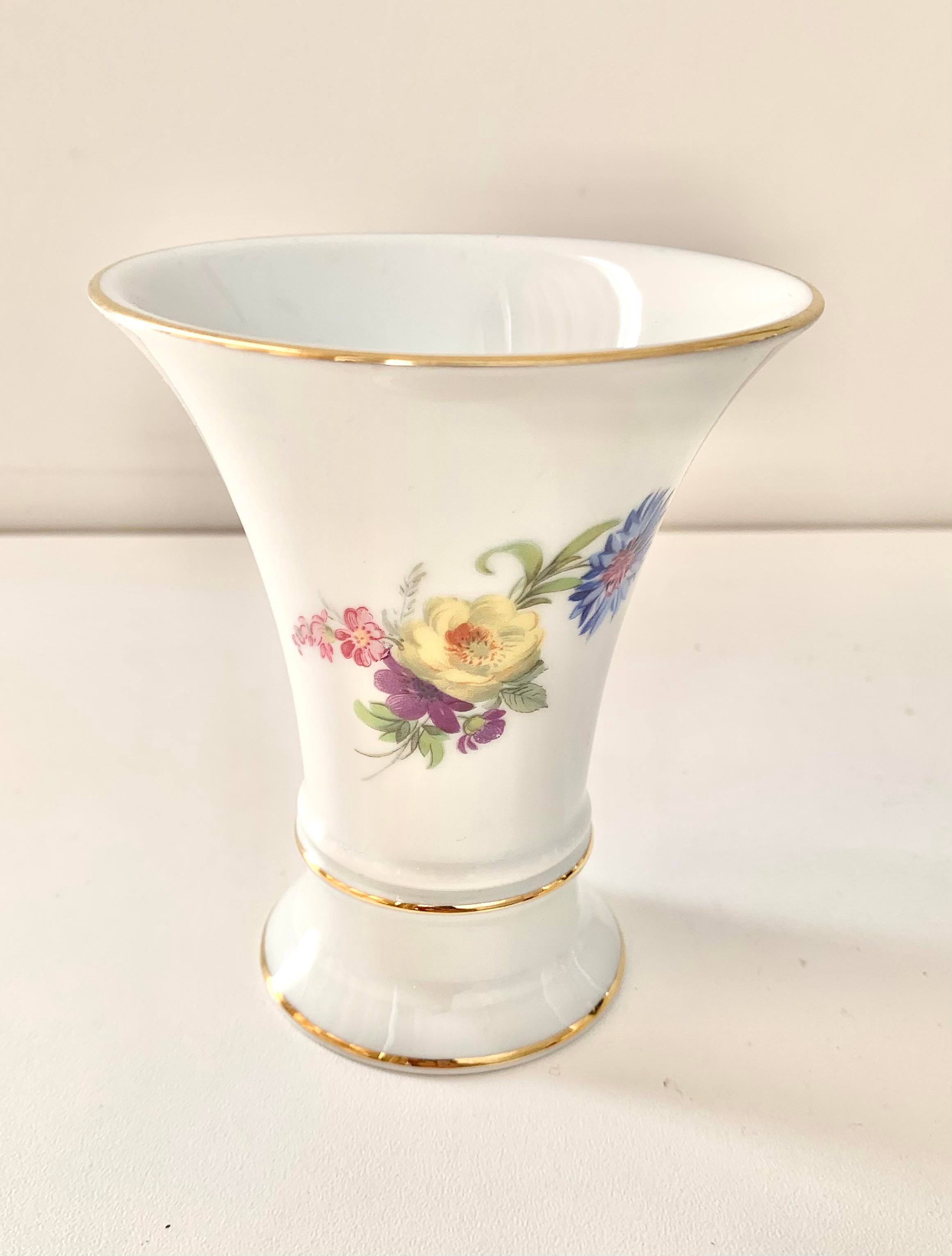 Small Vintage Furstenberg Germany Floral Porcelain Vase With