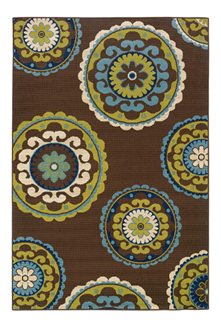 Nicole, Outdoor Brown 8' x 11' Machine Woven Floral Area Rug Chairish