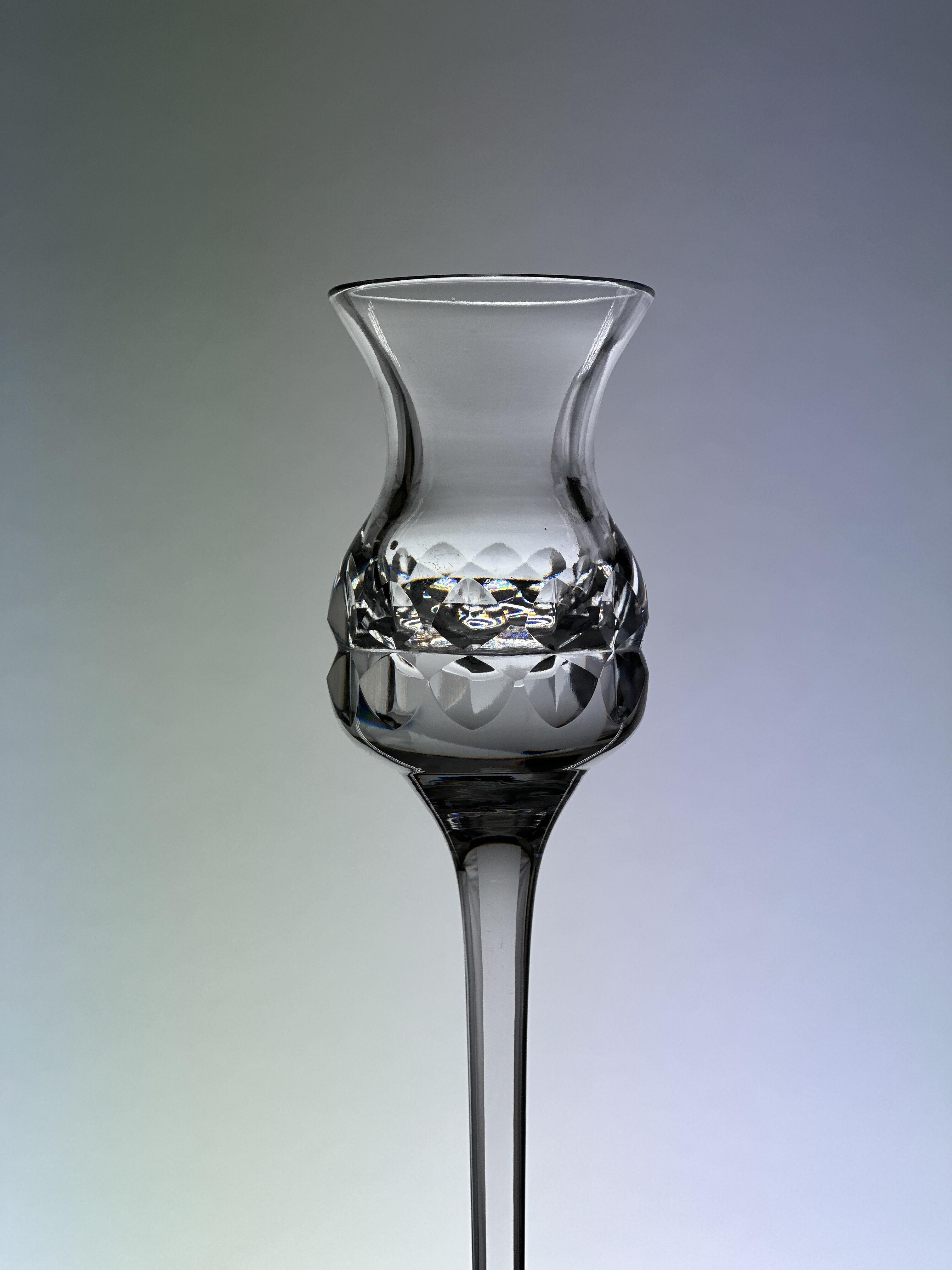 Kosta Boda Clear Crystal Signed Candlestick Prince Pattern