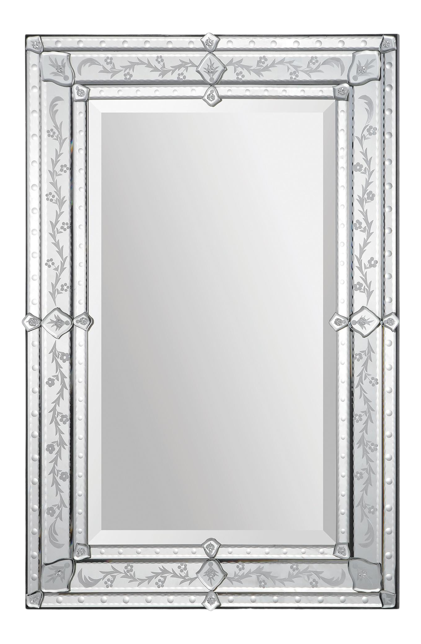 Vincenzo Etched All Glass Rectangular Wall Mirror Chairish