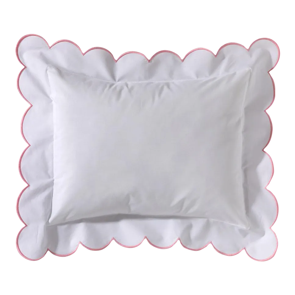 Boudoir Pillow Cover With Scalloped Flange (Pink) Chairish