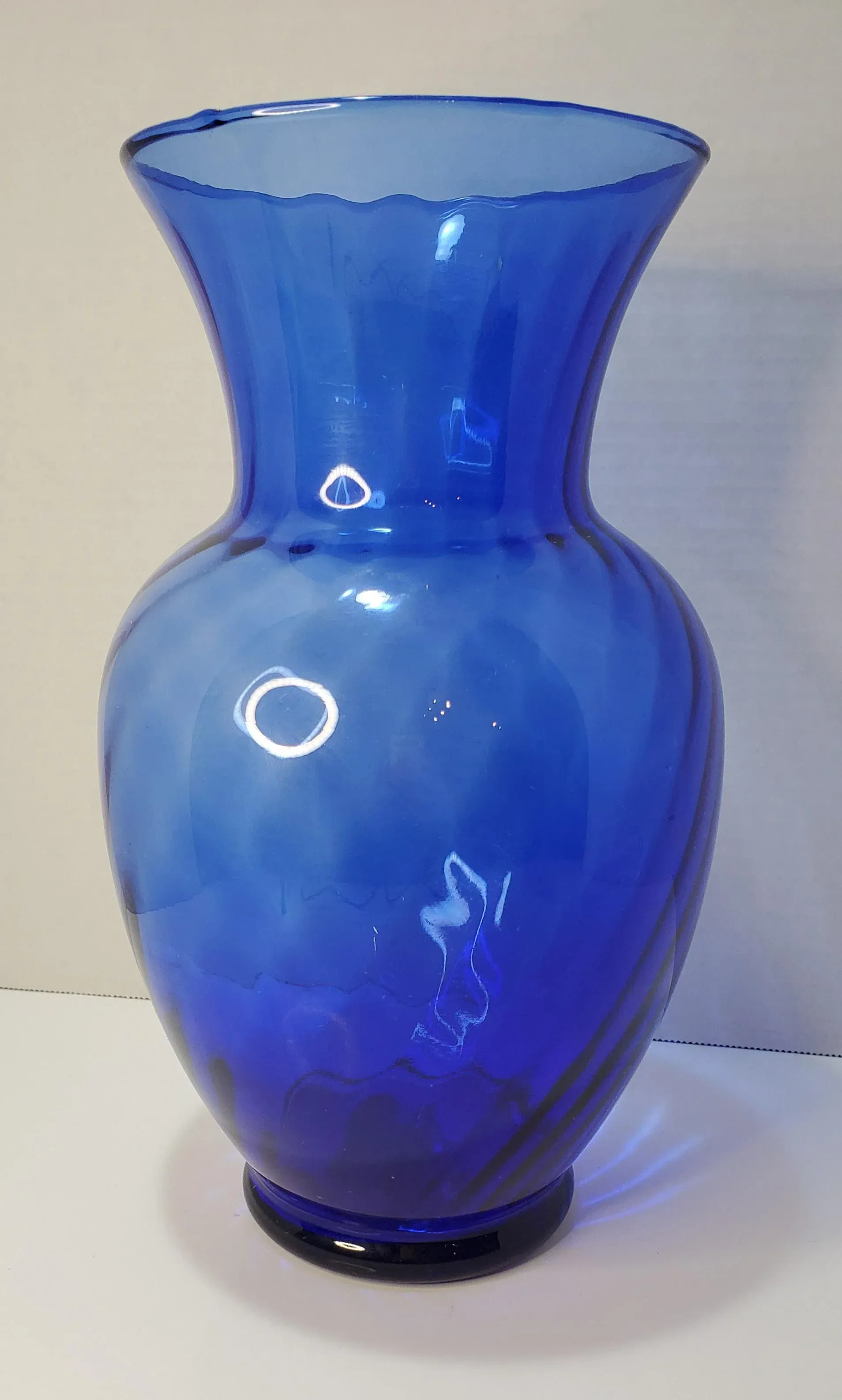 Indiana Glass Large Illusions Cobalt Glass Vase