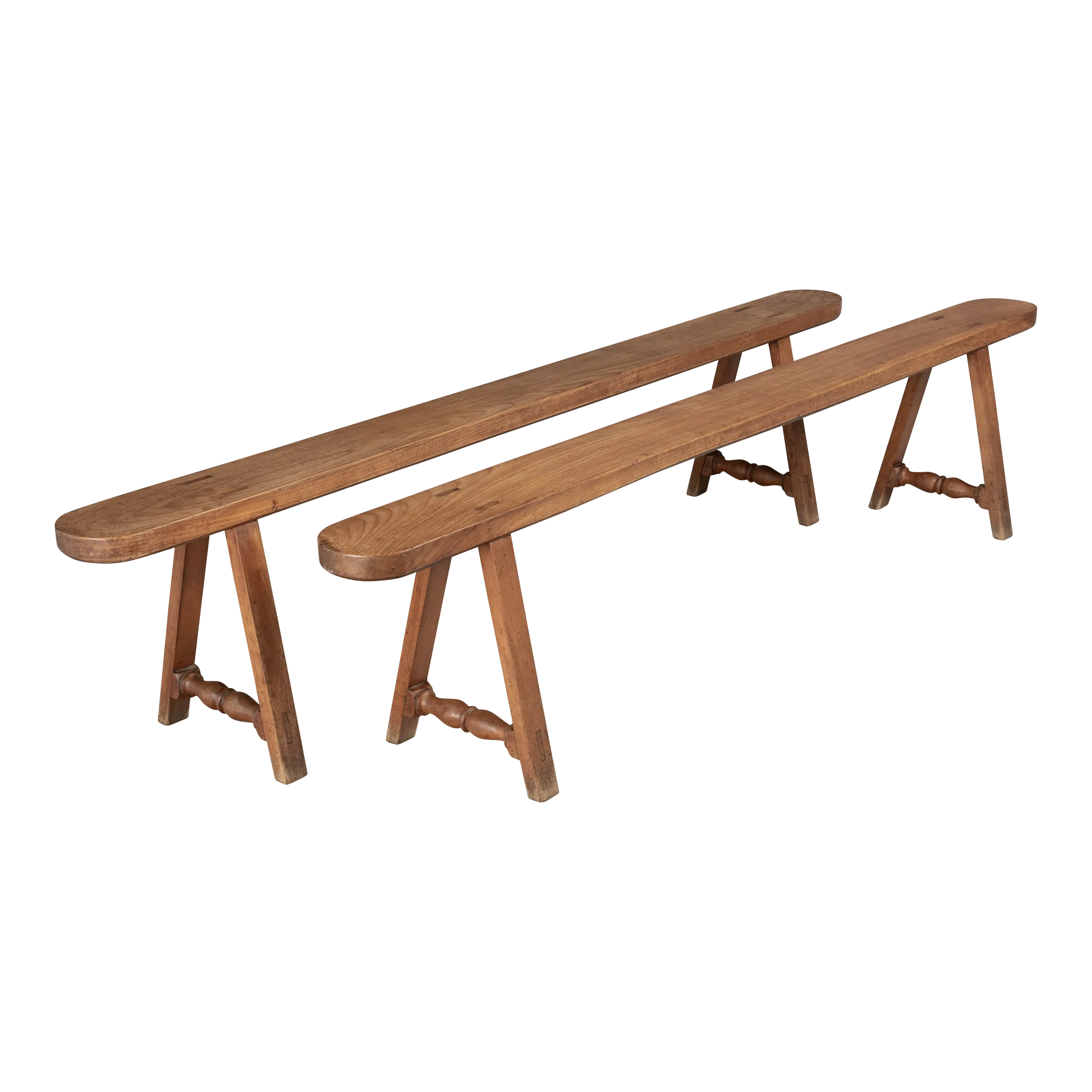Country French Cherry Wood Farm Table Benches, a Pair Chairish