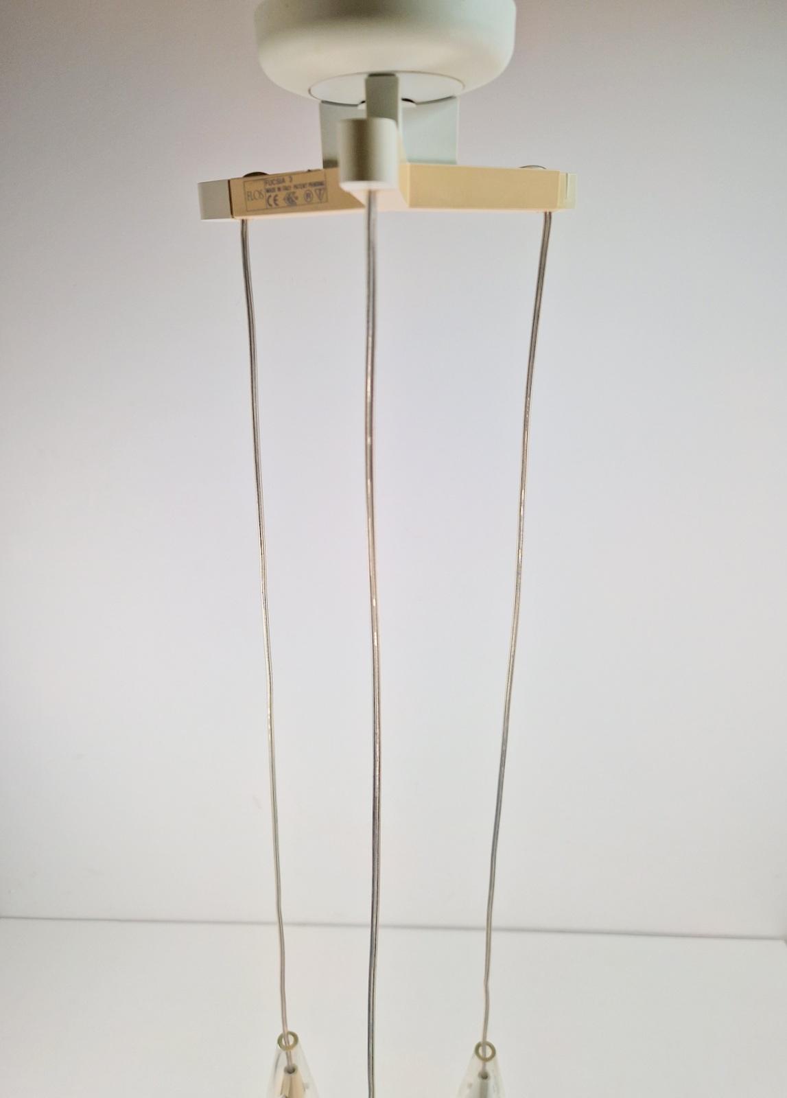 Italian Glass Fucsia 3 Pendant Lamp by Achille Castiglioni for