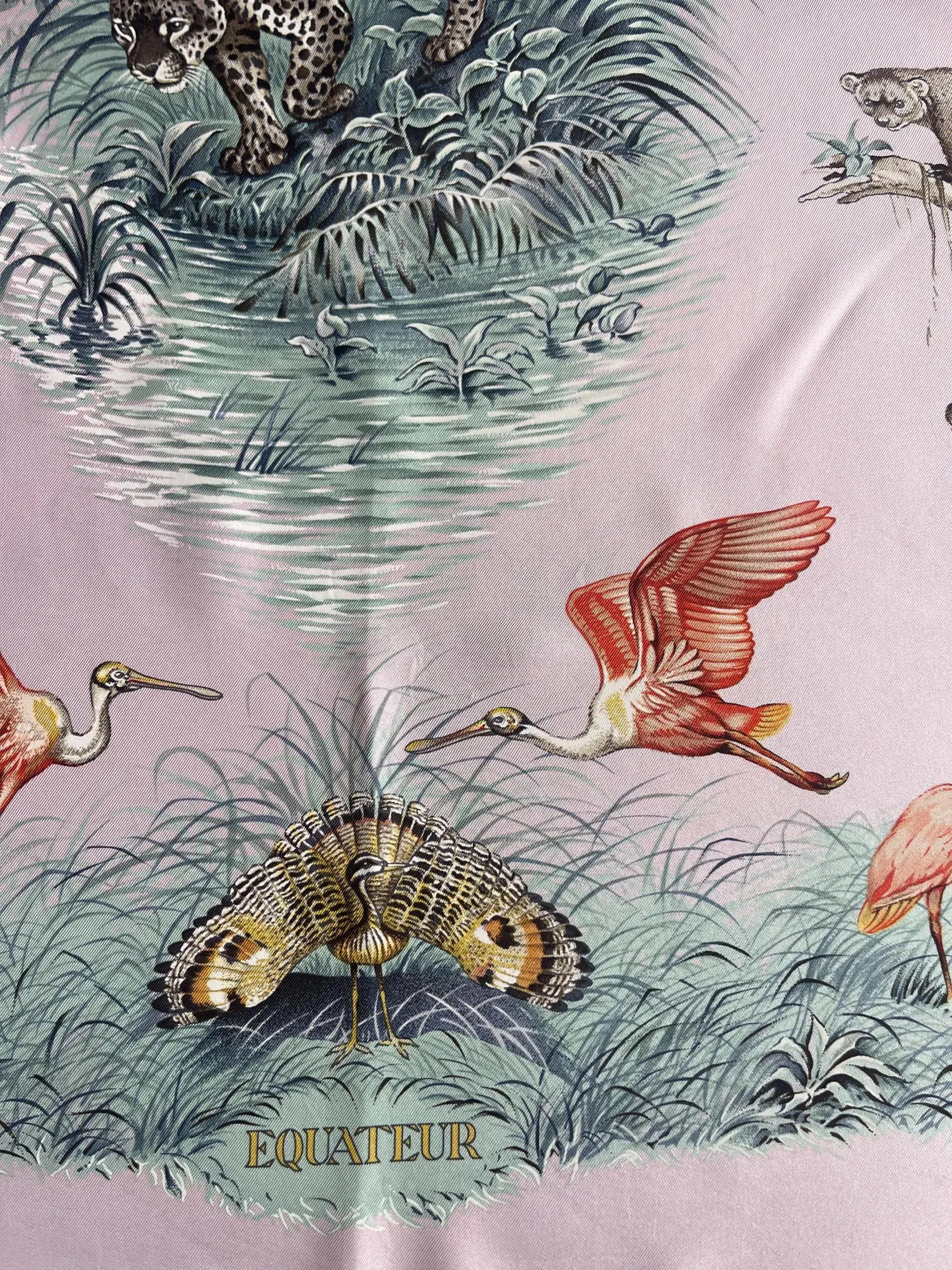 Hermès Pink Silk Scarf Équateur 1988 Robert Dallet | Chairish