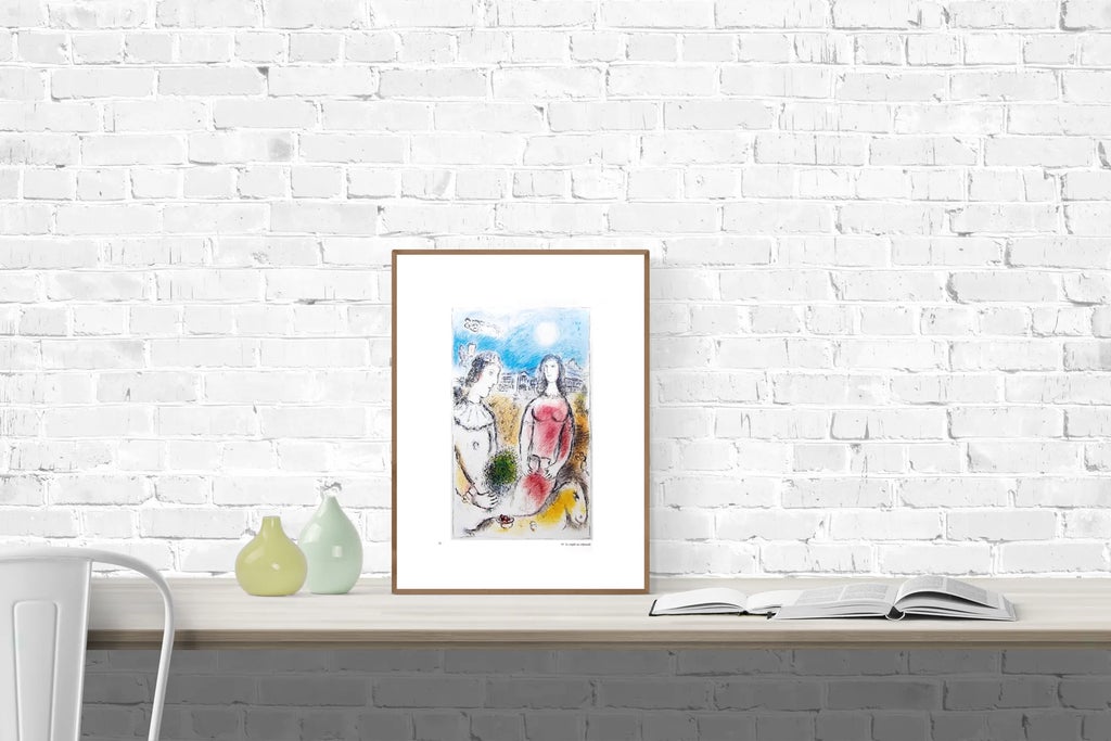1981 Marc Chagall 'Le Couple Au Crepuscule' Modernism Multicolor