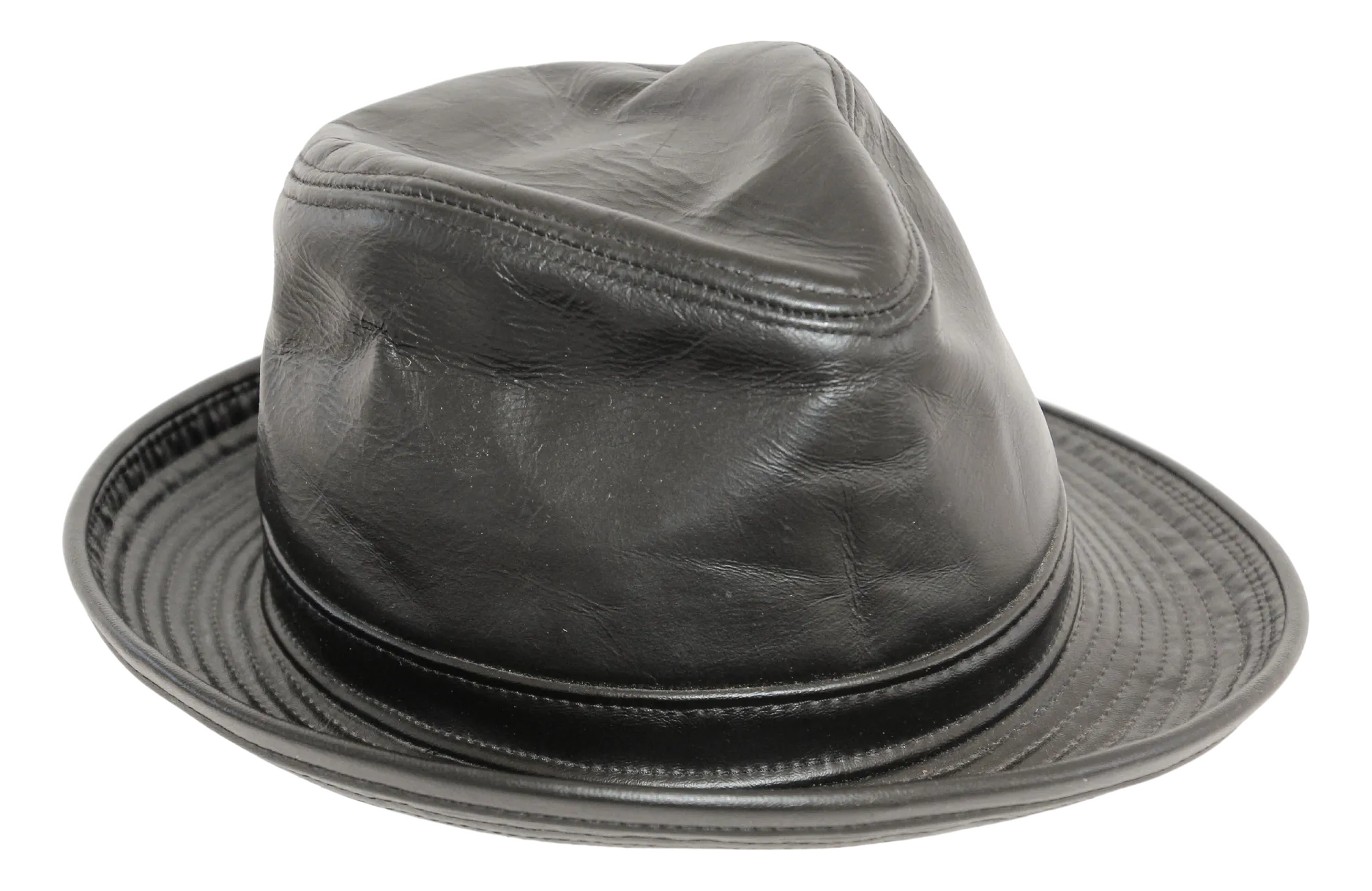 1980's New York Winner Lambskin Leather Fedora Hat | Chairish