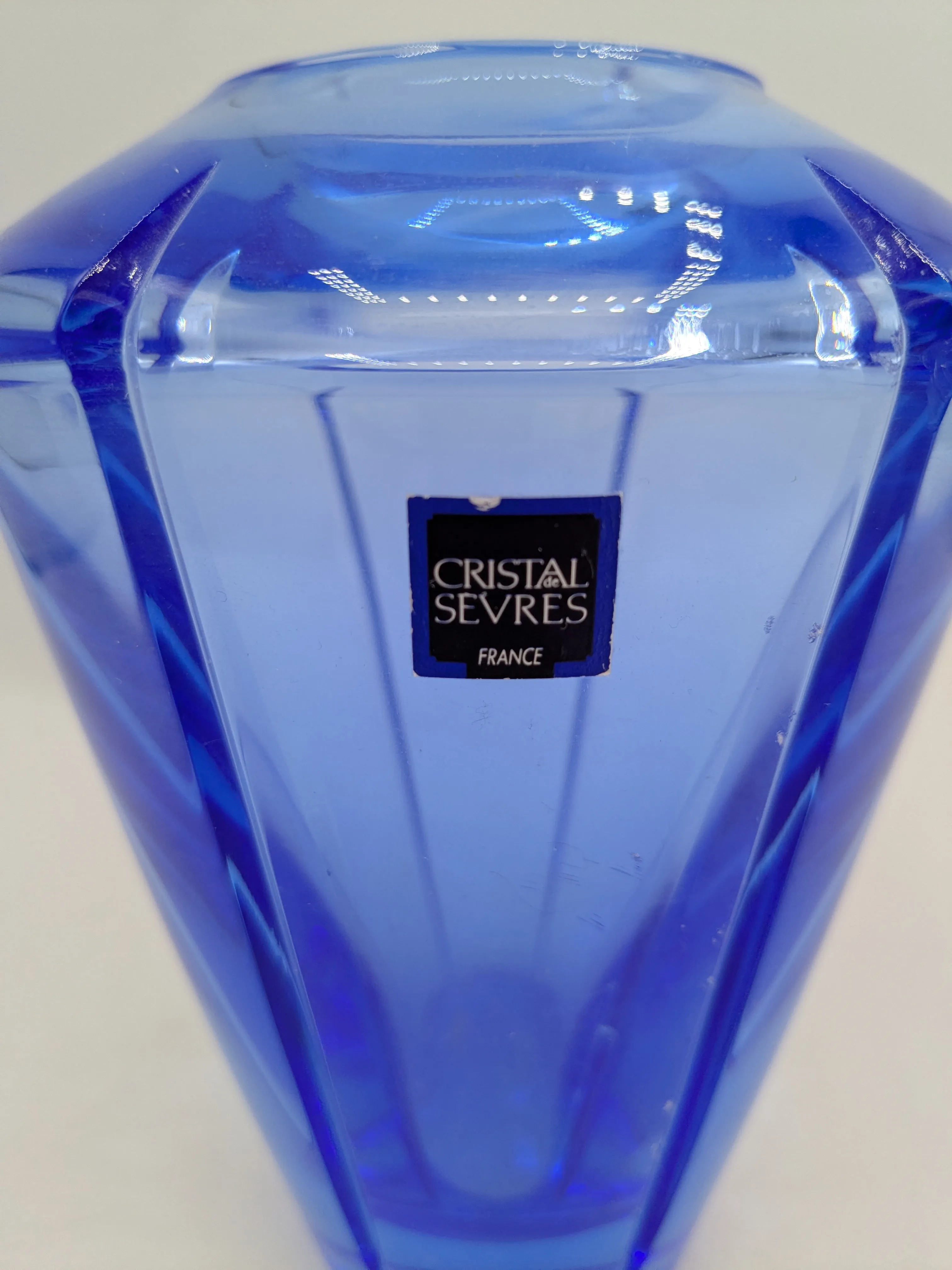Late 20th Century Blue Crystal Cristal Sevres French Cut Glass