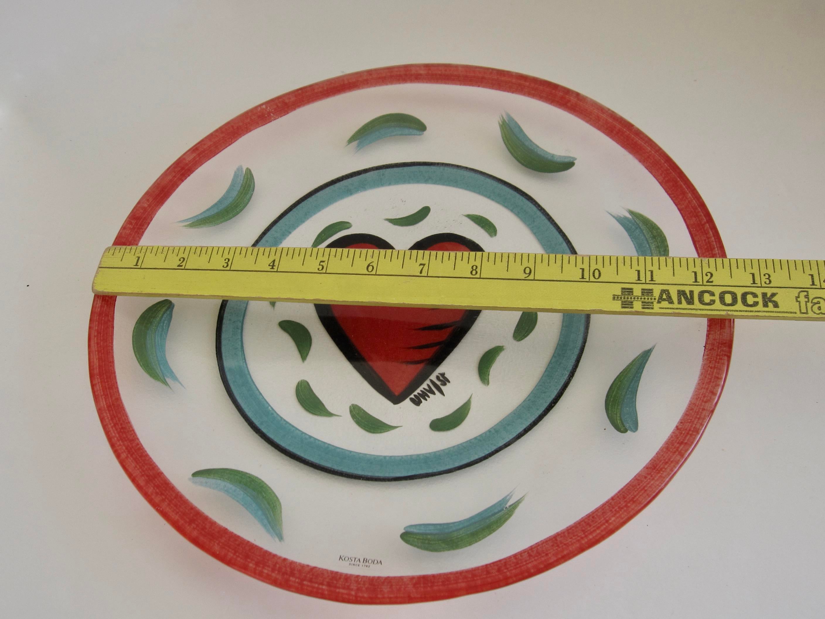Kosta Boda Heart Plate Hand Painted Ulrica Hydman Vallien