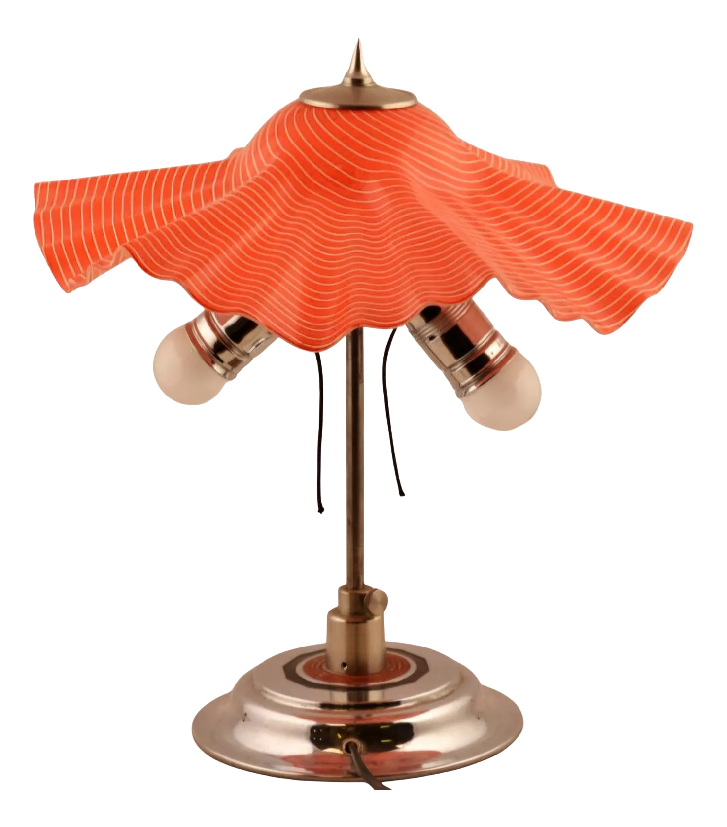 Art Deco Table Lamp with Red Glass Globe, 1930s