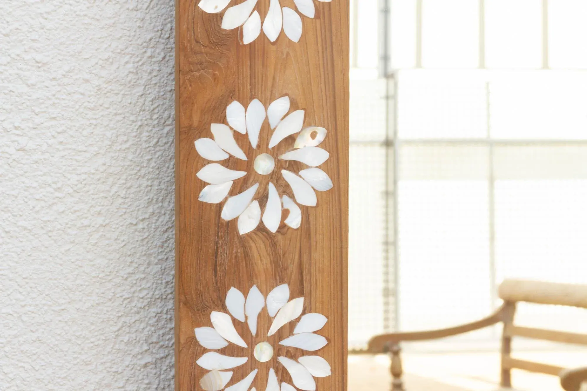 Floral Blossom Inlay Floor Mirror