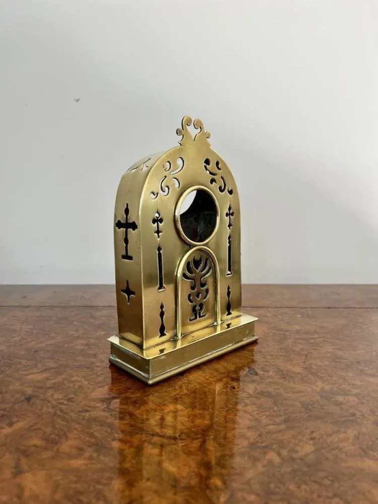 Edwardian Brass Pocket Watch Holder, 1900s