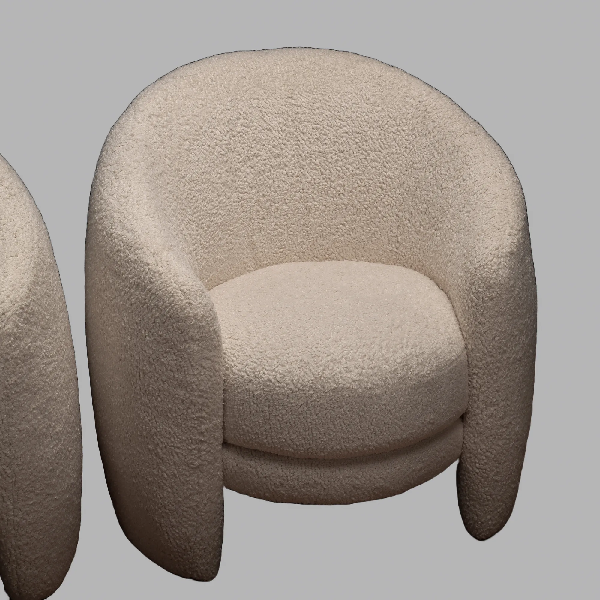 Crate Barrel Fernie Accent Chairs Ottoman, Boucle Vegan Lamb