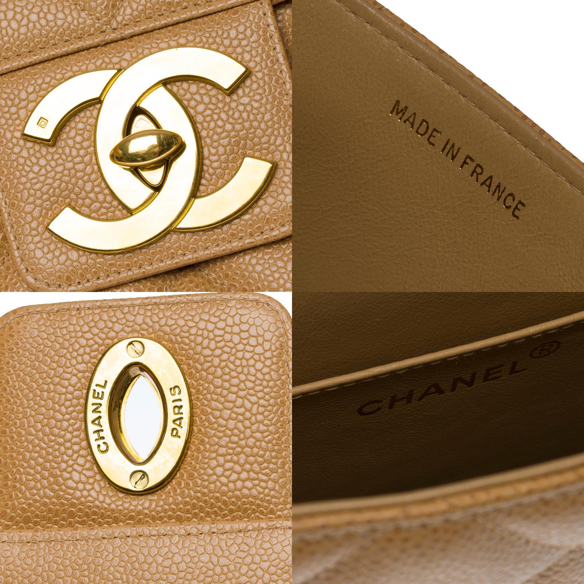 Chanel Vintage Briefcase In Beige Caviar Leather, Ghw