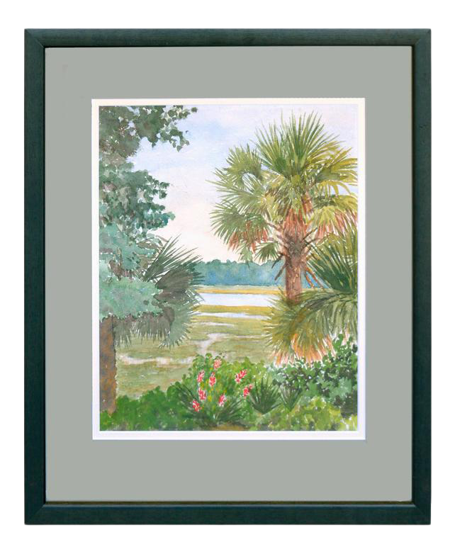 Early 20th Century "Palm Trees" Tropical Landscape Watercolor Painting