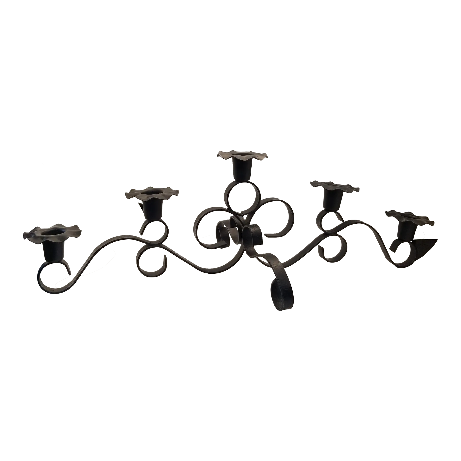 Vintage Black Wrought Iron Metal Five Candle Holder Tabletop Candelabra Chairish