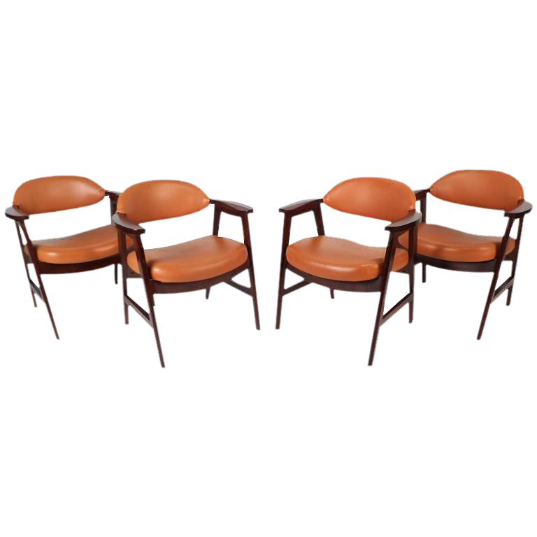 MidCentury Modern Vinyl Dining Chairs Set of 4 Chairish