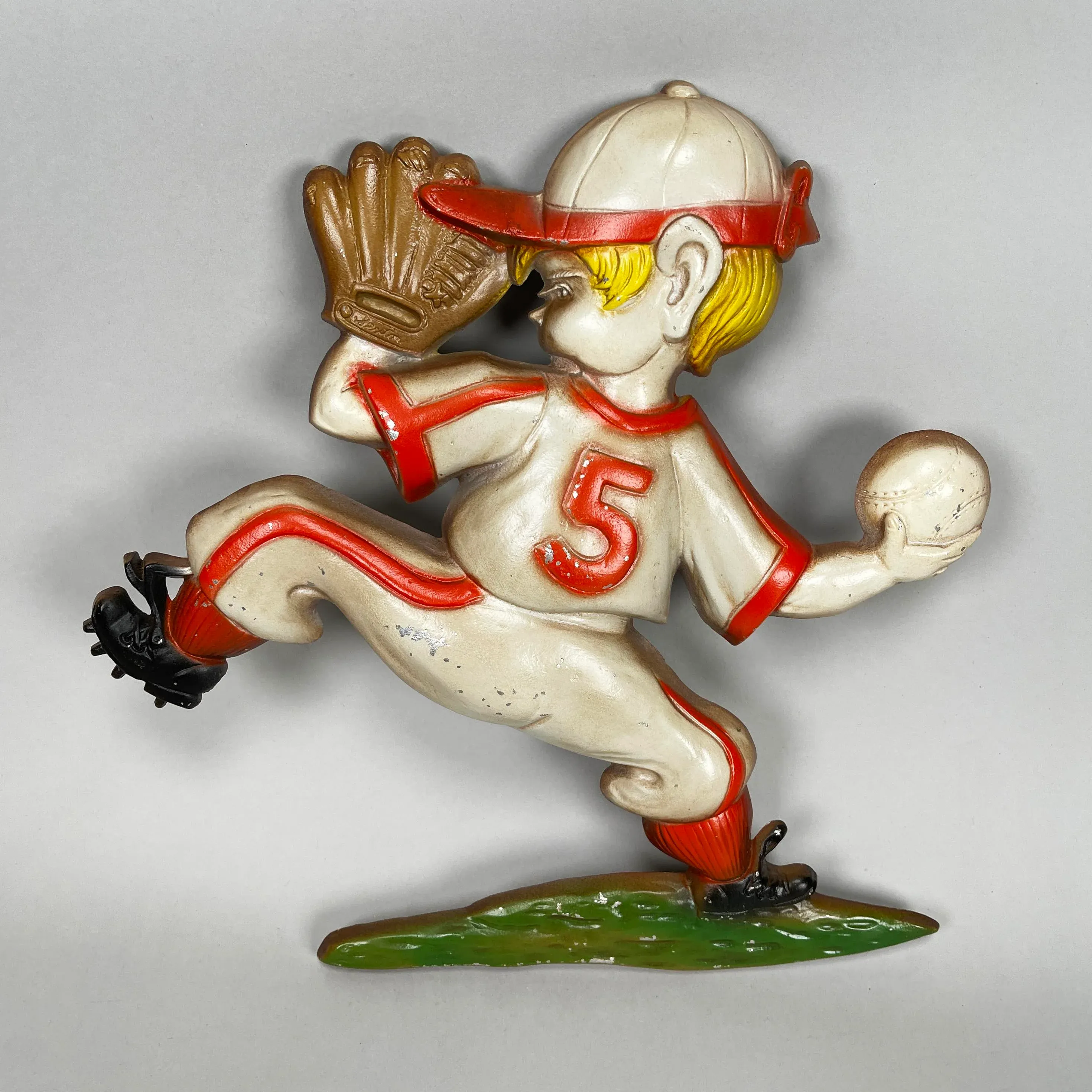 Vintage 1970s Sexton Painted Metal Baseball Pitcher