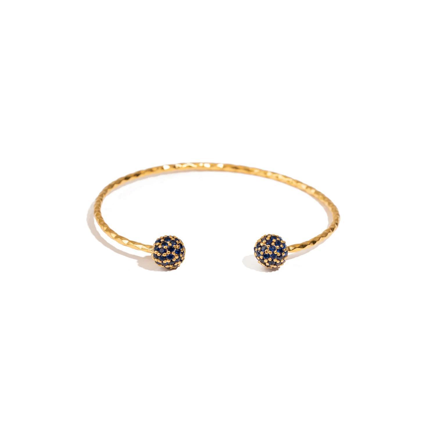 Sapphire Grace Adjustable Gold Cuff Bracelet
