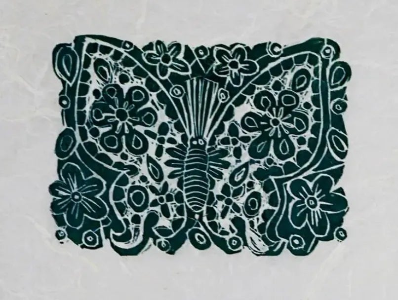 1990s Sara Messmer Butterfly Linocut | Chairish
