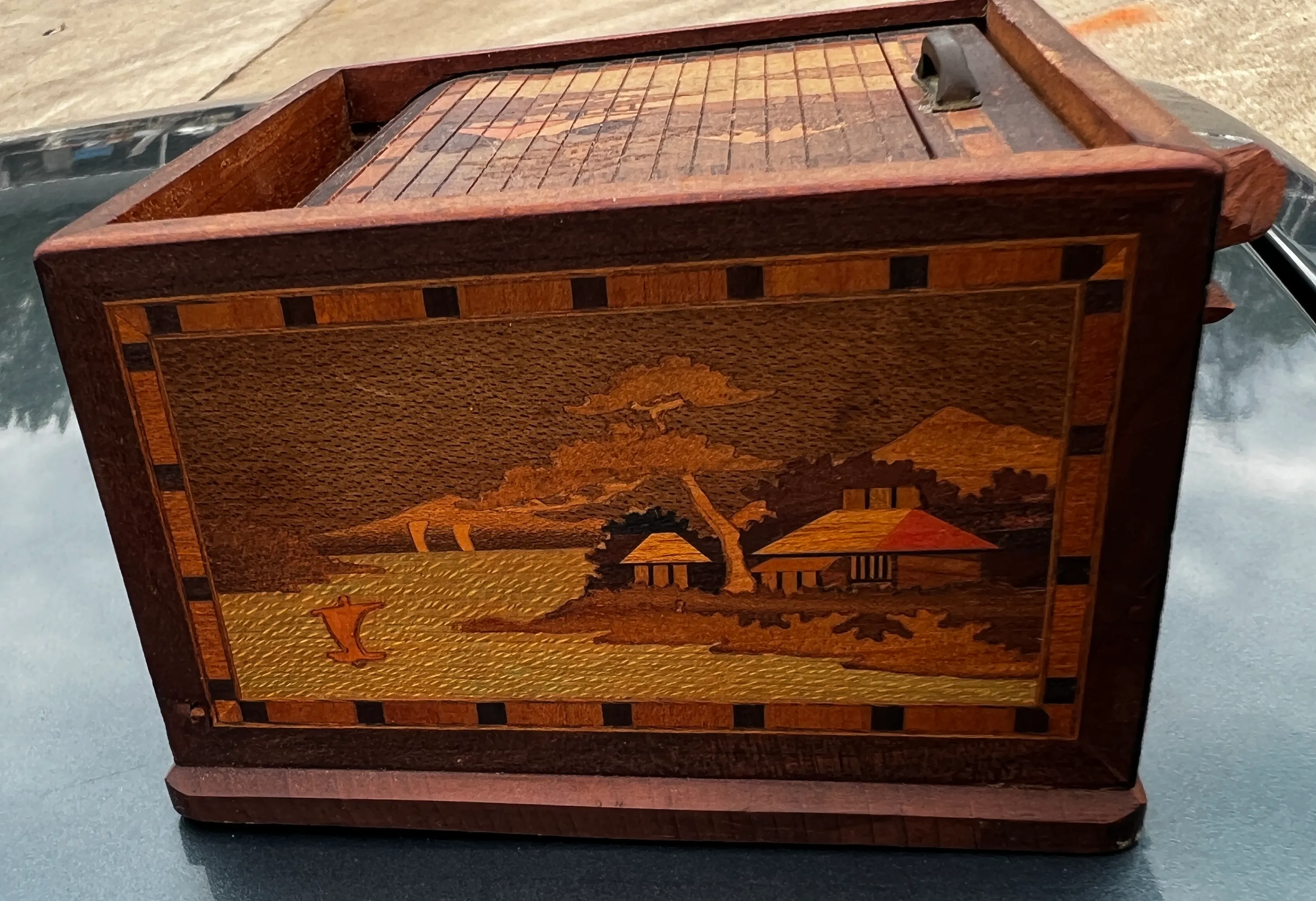 1940s Mid Century Japanese Roll Top Mechanical Cigarette Box
