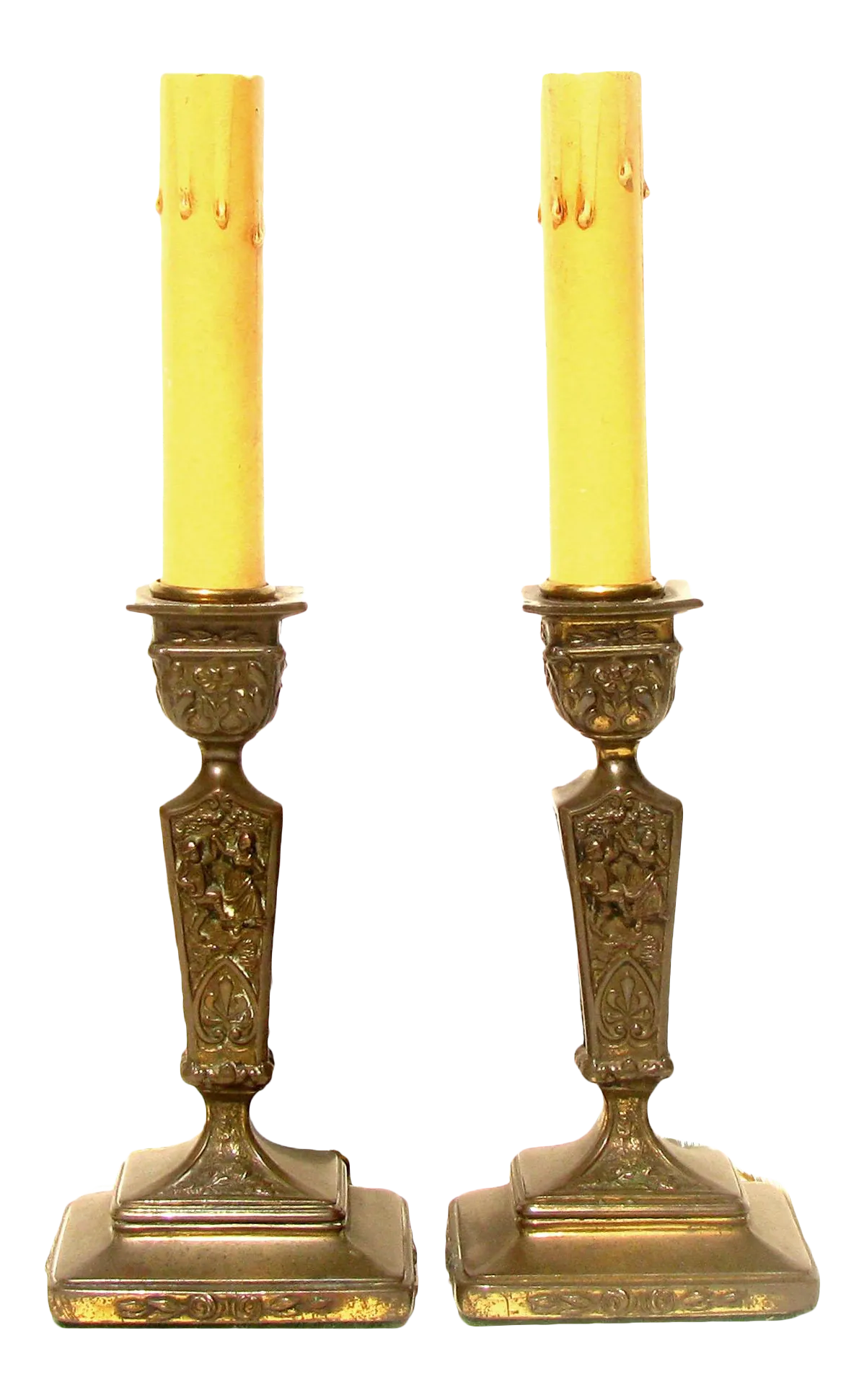 Vintage Bronze Candlestick Lamps, Pair Chairish