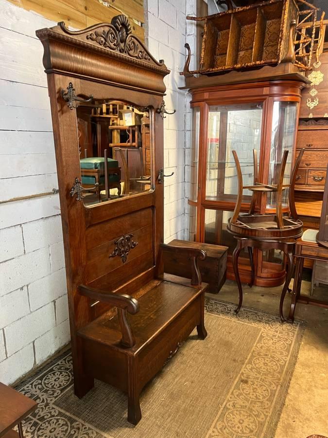 Vintage Hall Coat Cupboards Coat Rack Antique Hall Tree With