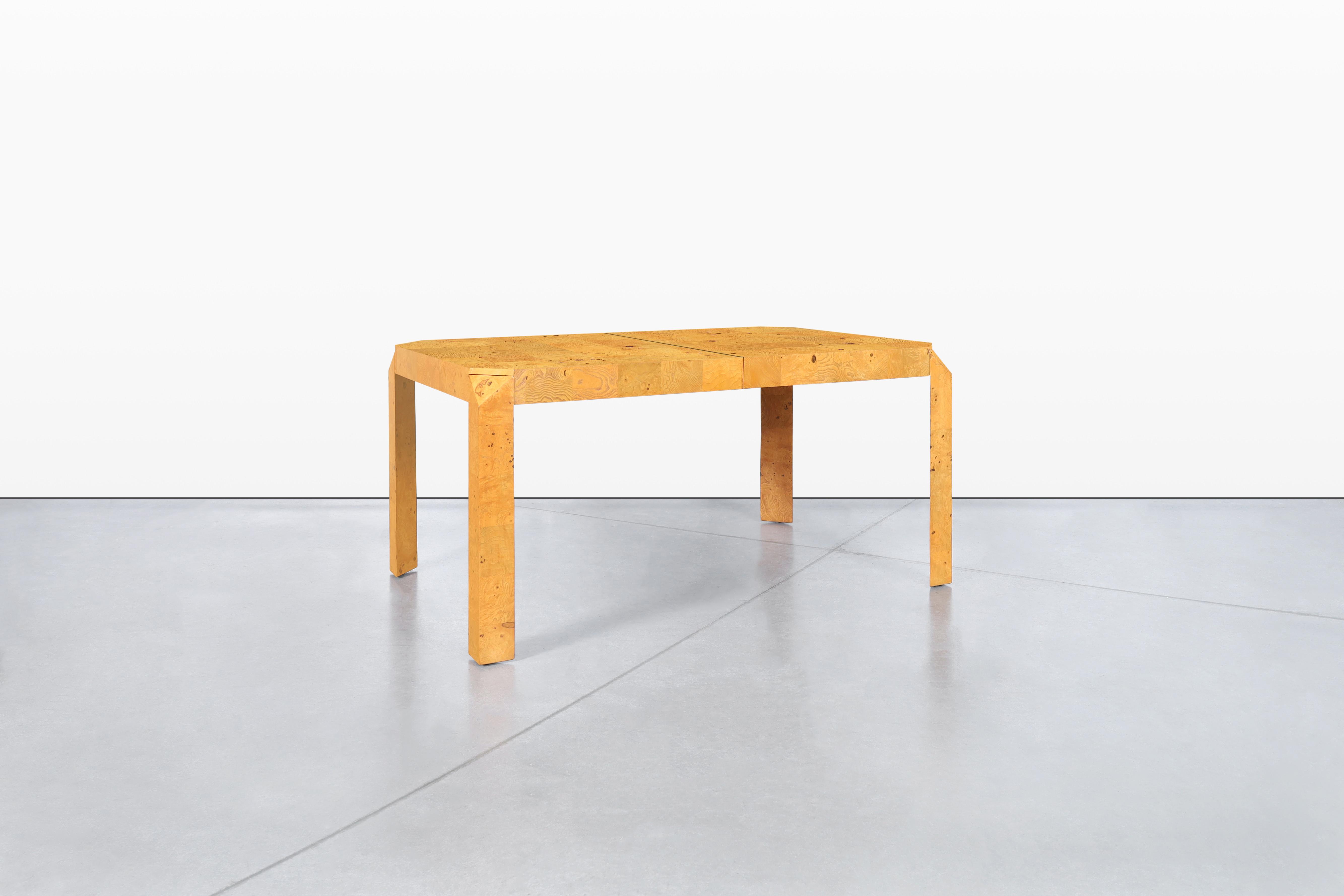 1970s Vintage Burl Wood Parsons Dining Table Chairish