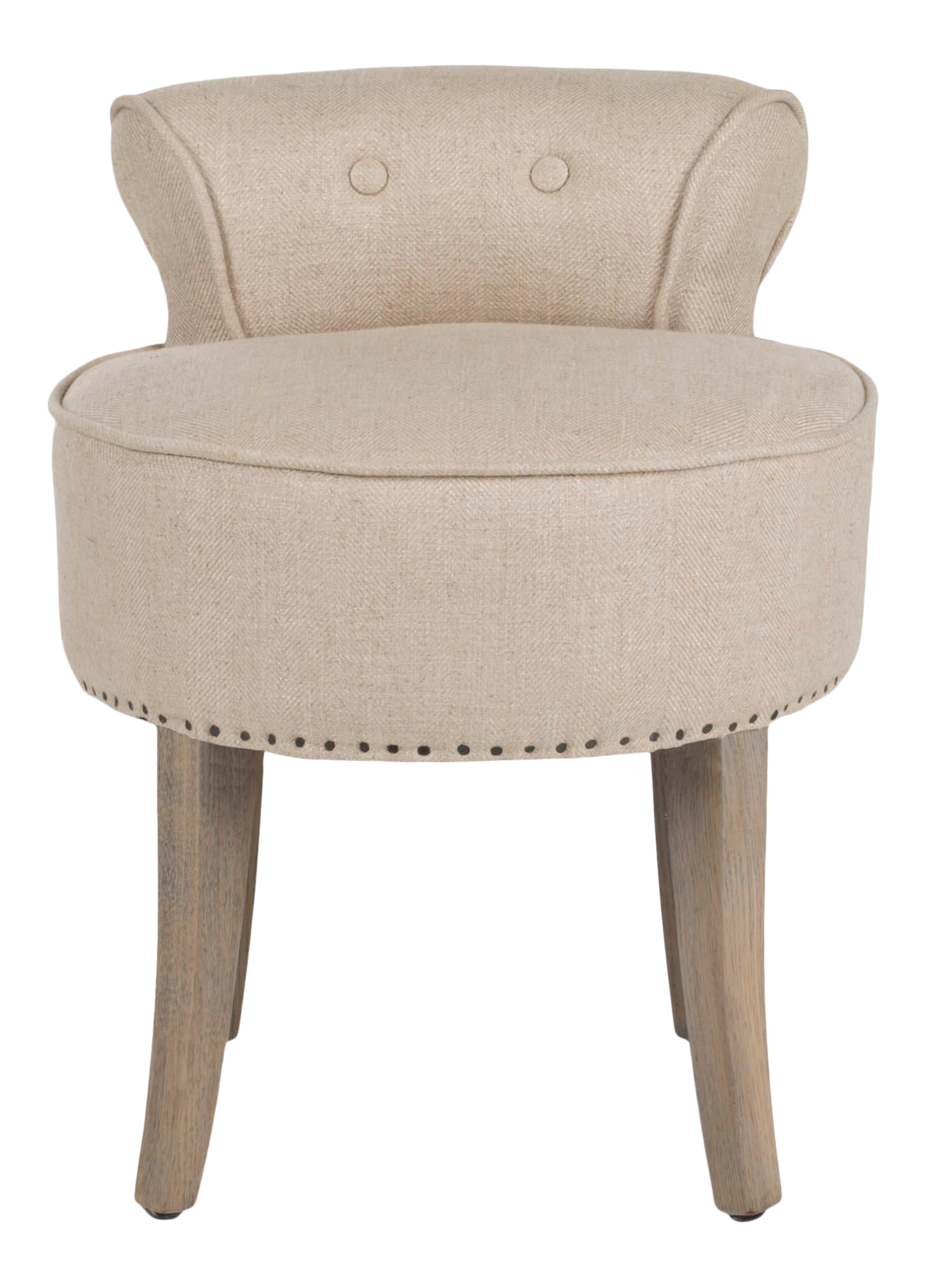 Vanity Stool In Pearl Beige Distressed Grey Chairish