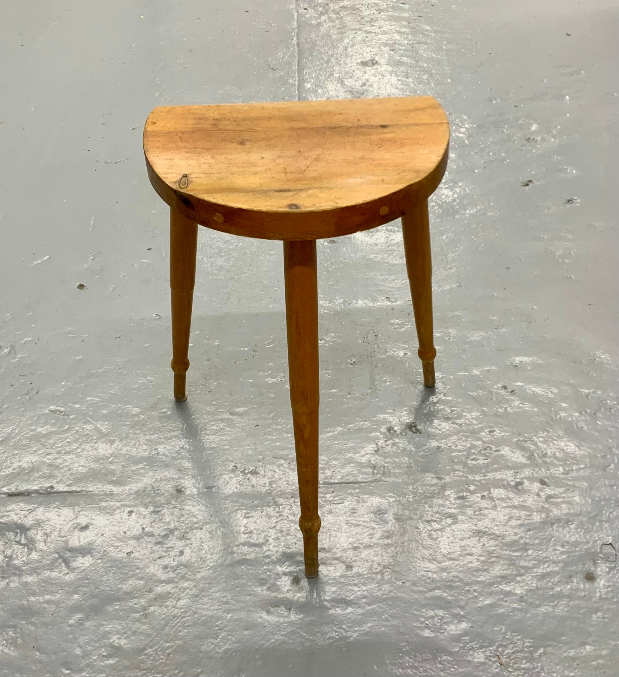 Tall Tripod Stool in Solid Pine, by a Danish Cabinetmaker, Mid
