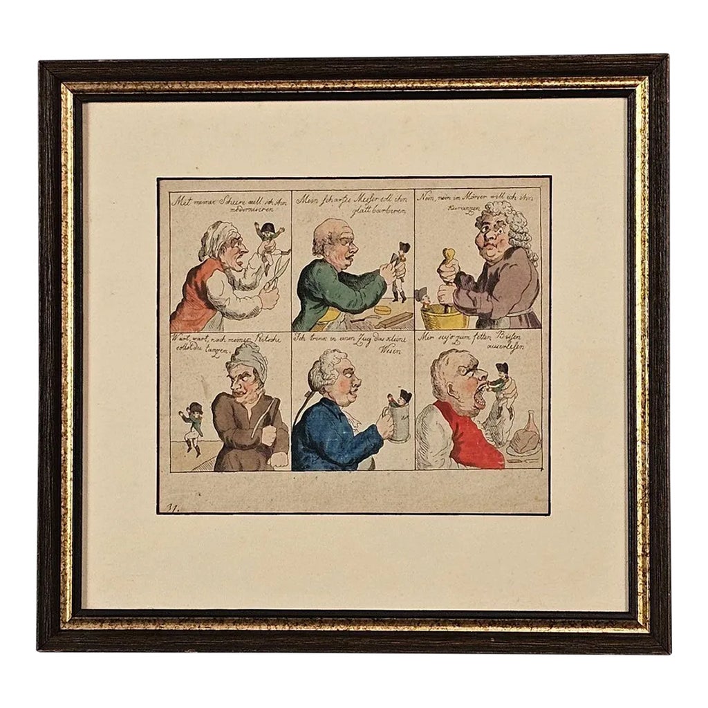 Napoleon Cartoon, Germany Circa 1820 | Chairish