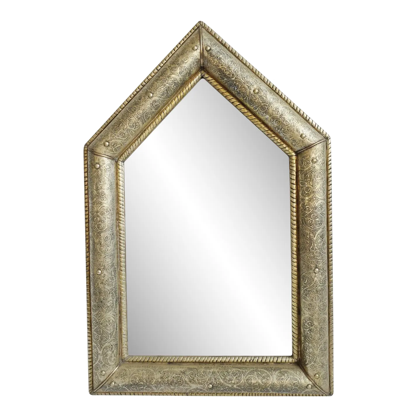 Contemporary Moroccan Style Nickel & Metal Work Frame Wall Mirror