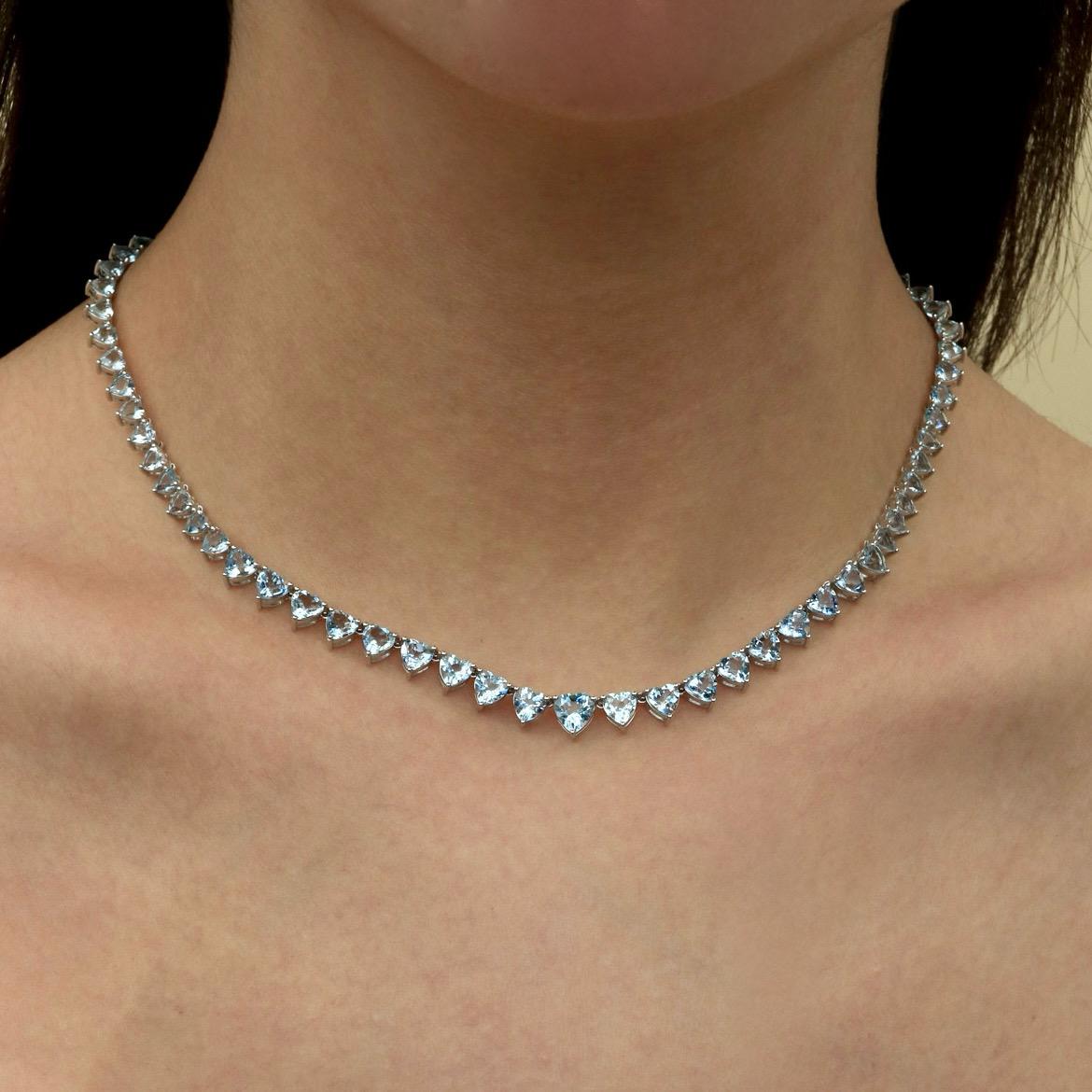 Nina Zhou 20.40ct Heart Aquamarine Riviera Graduated Tennis