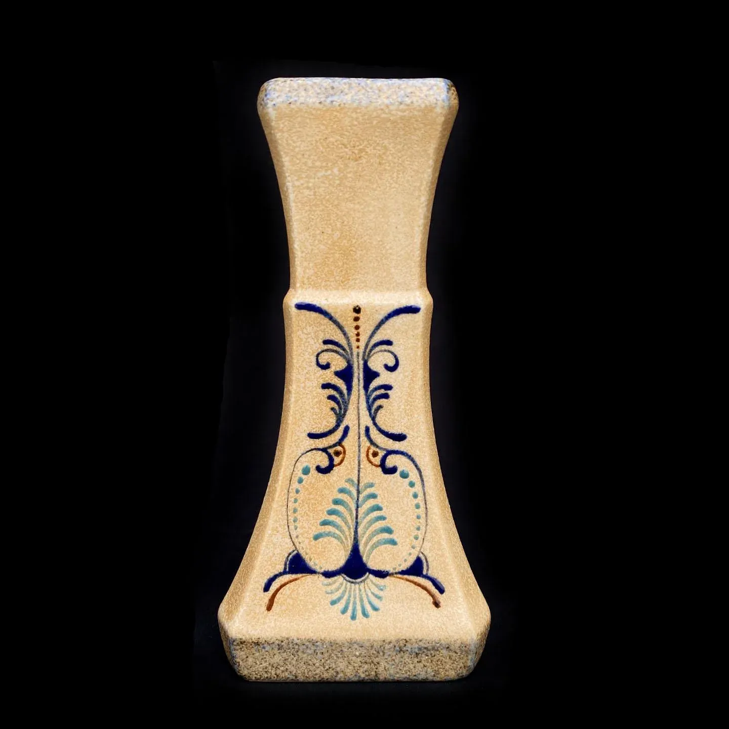 Vintage Thailand Porcelain Salt Glaze Art Pottery Triangle Vase