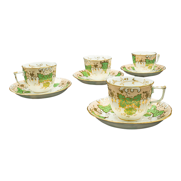 1850s Set of 4 Antique Victorian English Ceramic Tea Cups Chairish