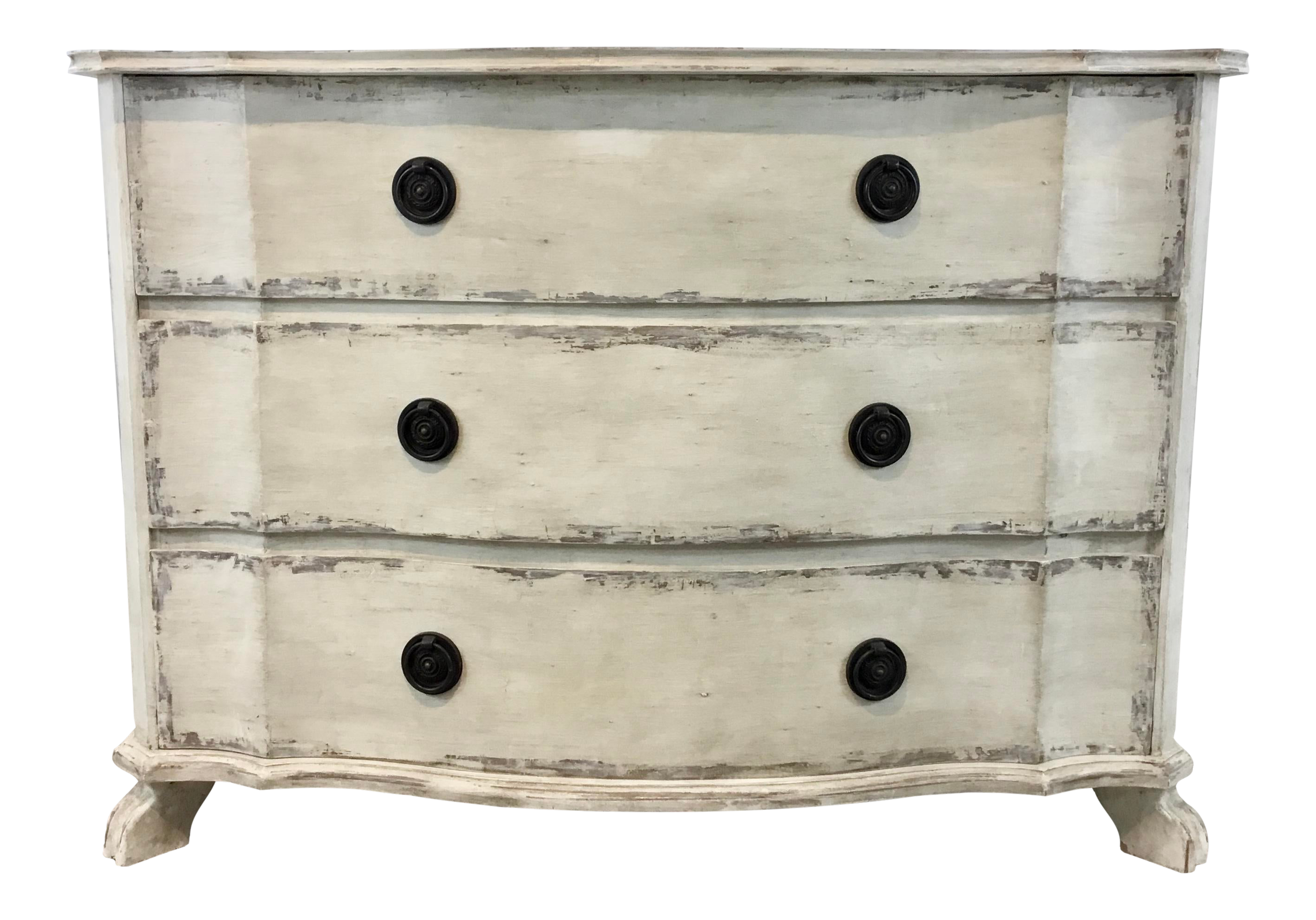 Shabby Chic Modern Painted White Serpentine Chest Of Drawers