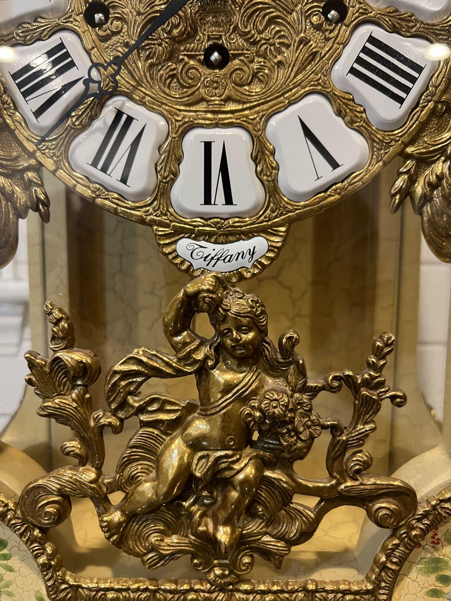 Vintage-Tiffany Mantle Shelf Clock Franz Hermle Made in Italy 1978