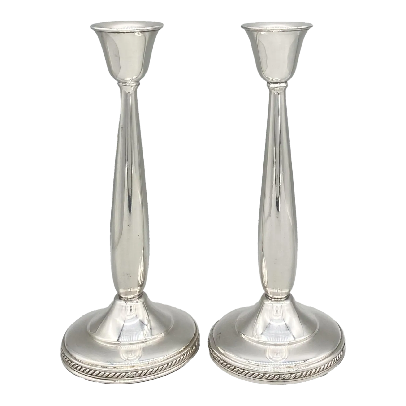 Mid Century Minimalist Keystoneware Silver Plate Candlesticks Candle