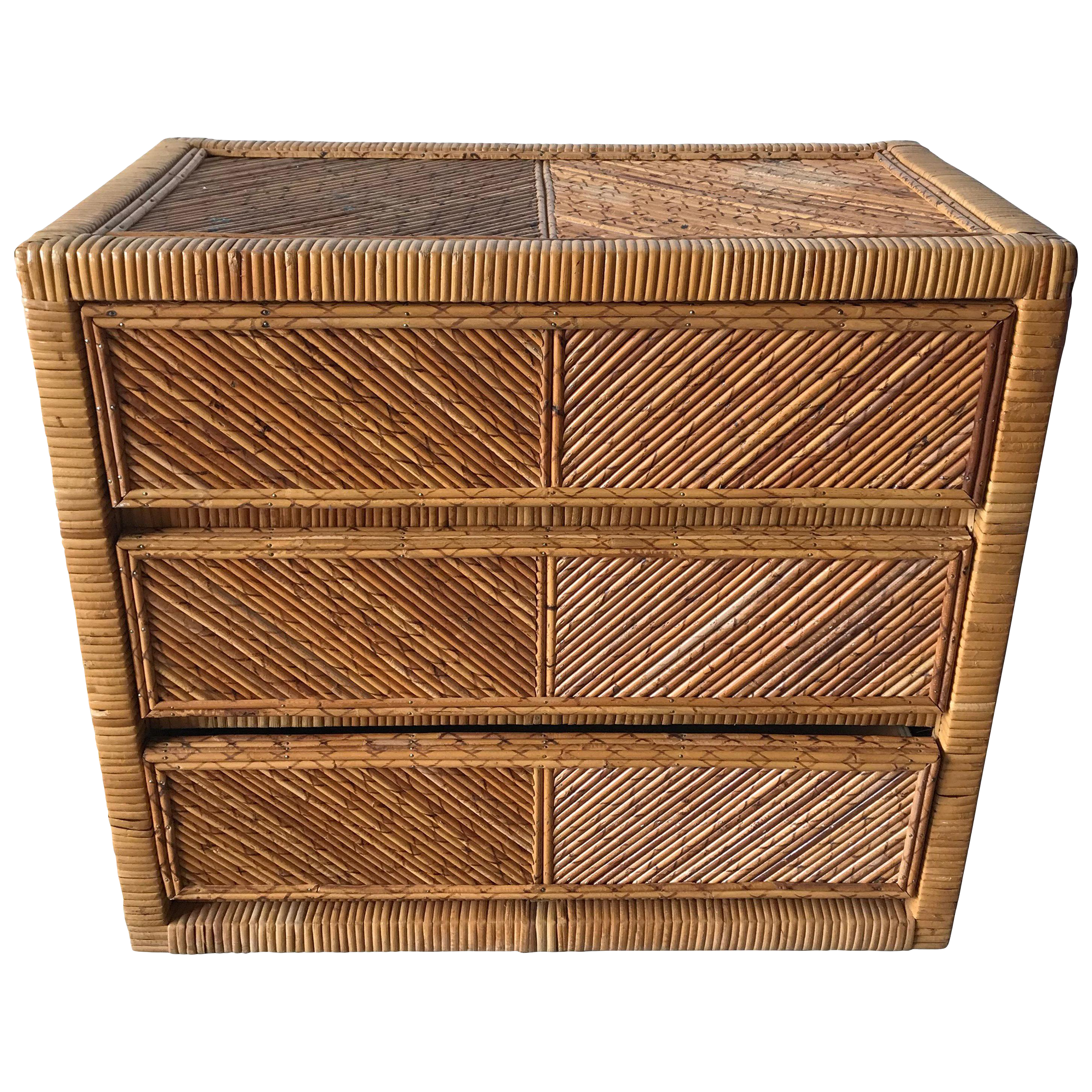 Rattan Wicker Bamboo Reed Dresser Or Chest Of Drawers Chairish